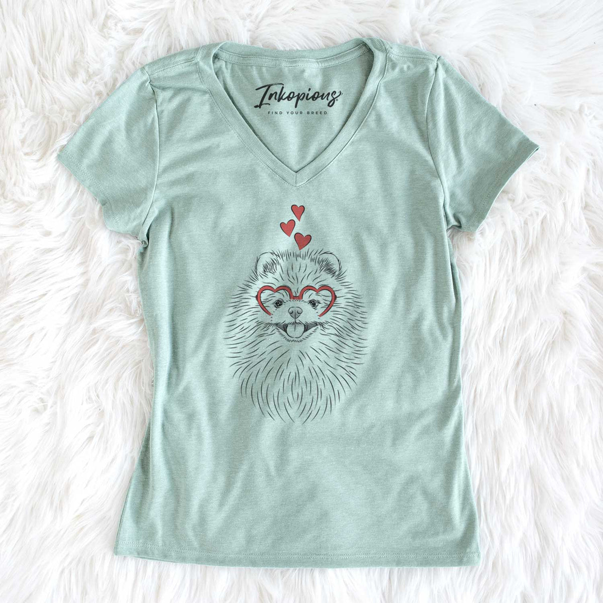 Valentine Pirro the Pomeranian - Women's V-neck Shirt