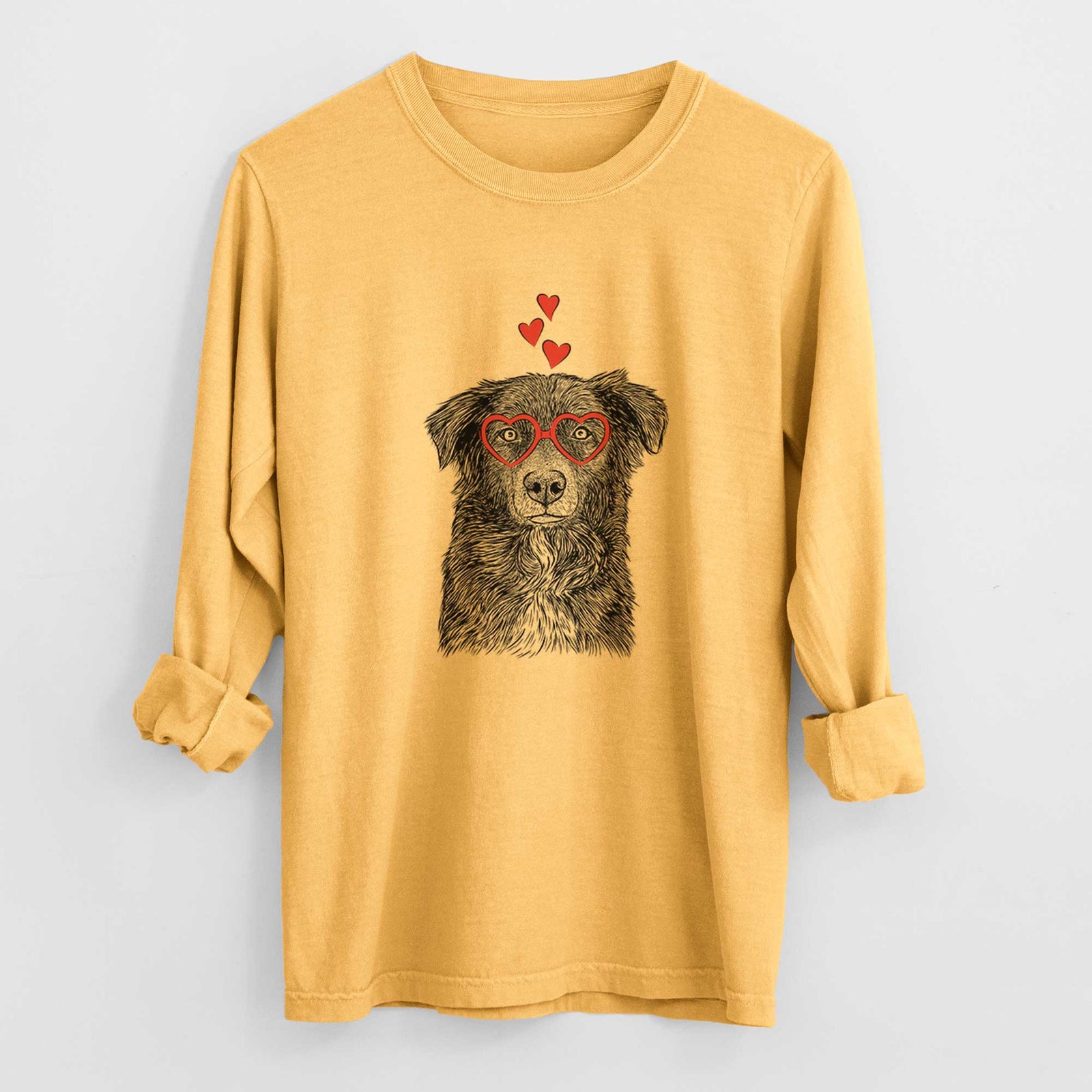 Valentine Pixel the Australian Shepherd - Heavyweight 100% Cotton Long Sleeve
