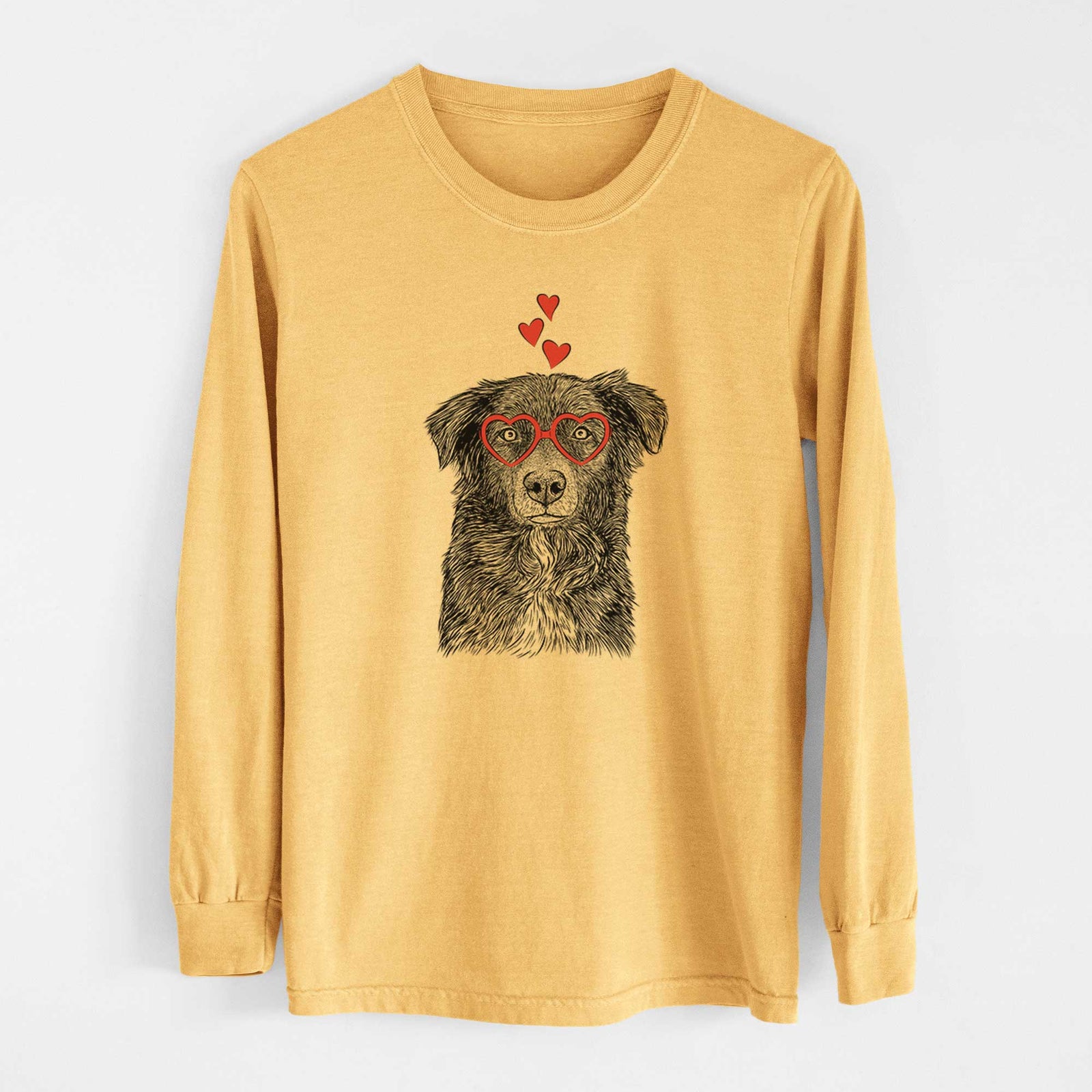 Valentine Pixel the Australian Shepherd - Heavyweight 100% Cotton Long Sleeve