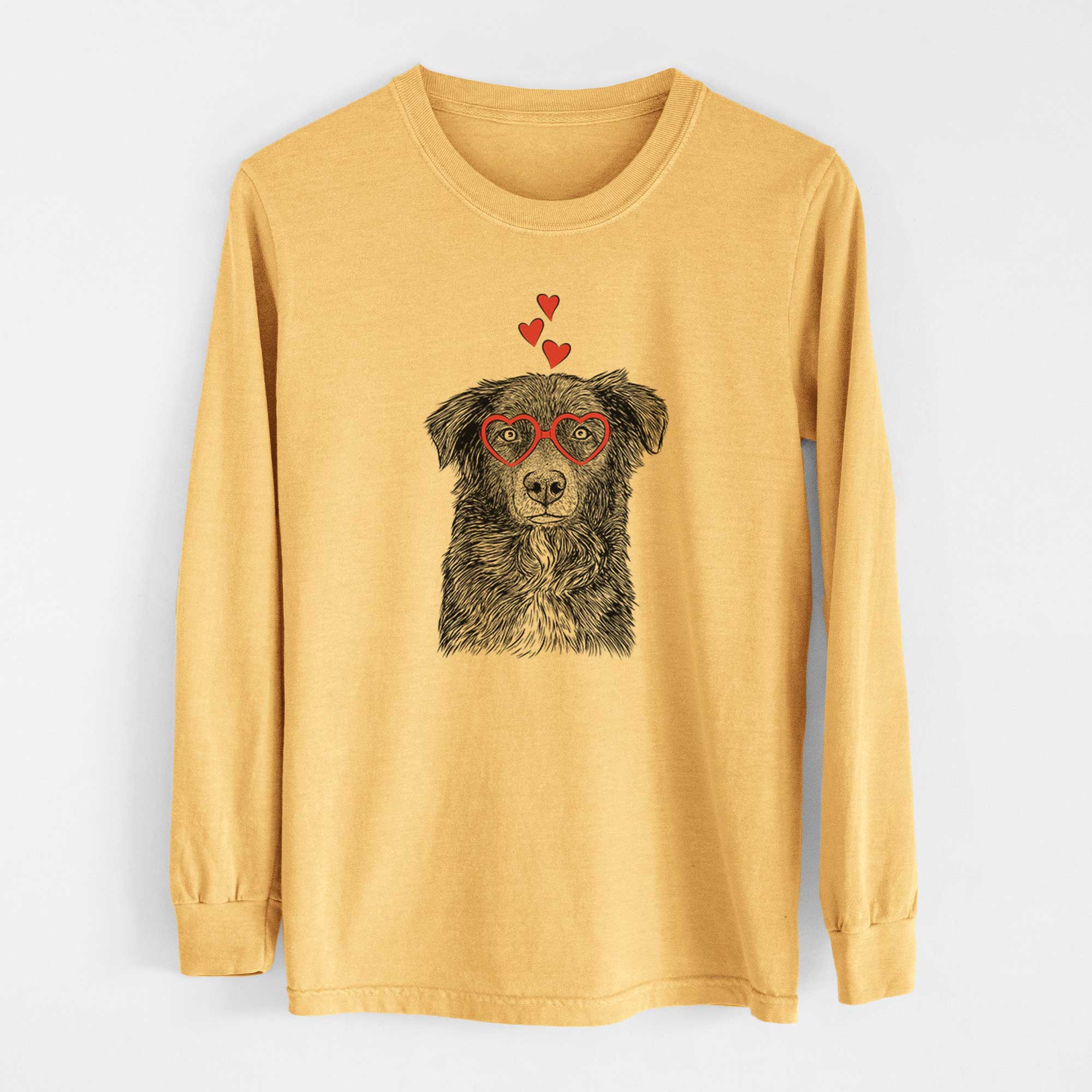 Valentine Pixel the Australian Shepherd - Heavyweight 100% Cotton Long Sleeve