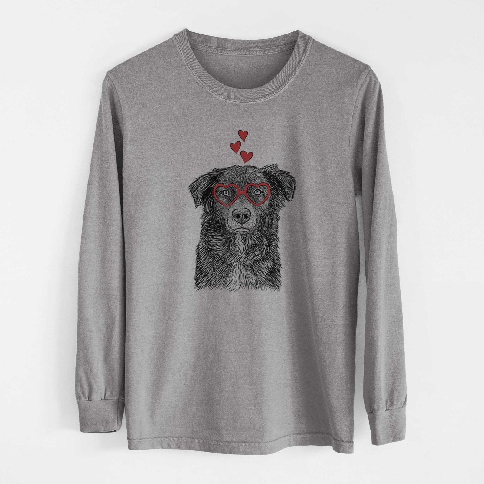 Valentine Pixel the Australian Shepherd - Heavyweight 100% Cotton Long Sleeve