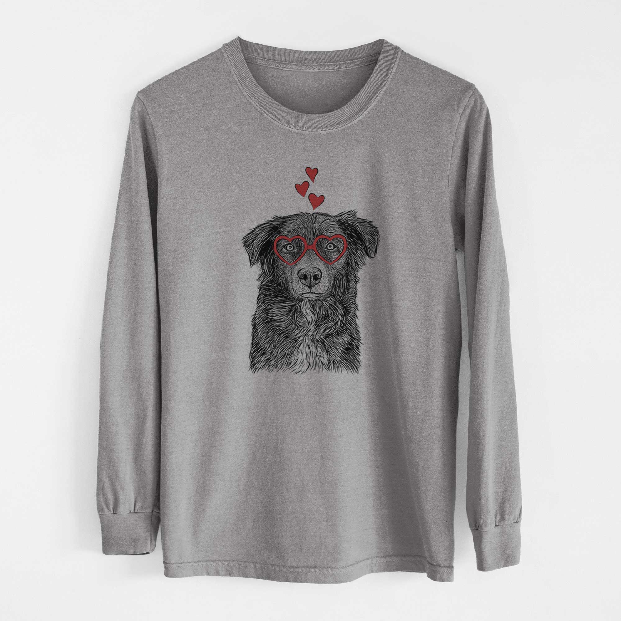 Valentine Pixel the Australian Shepherd - Heavyweight 100% Cotton Long Sleeve