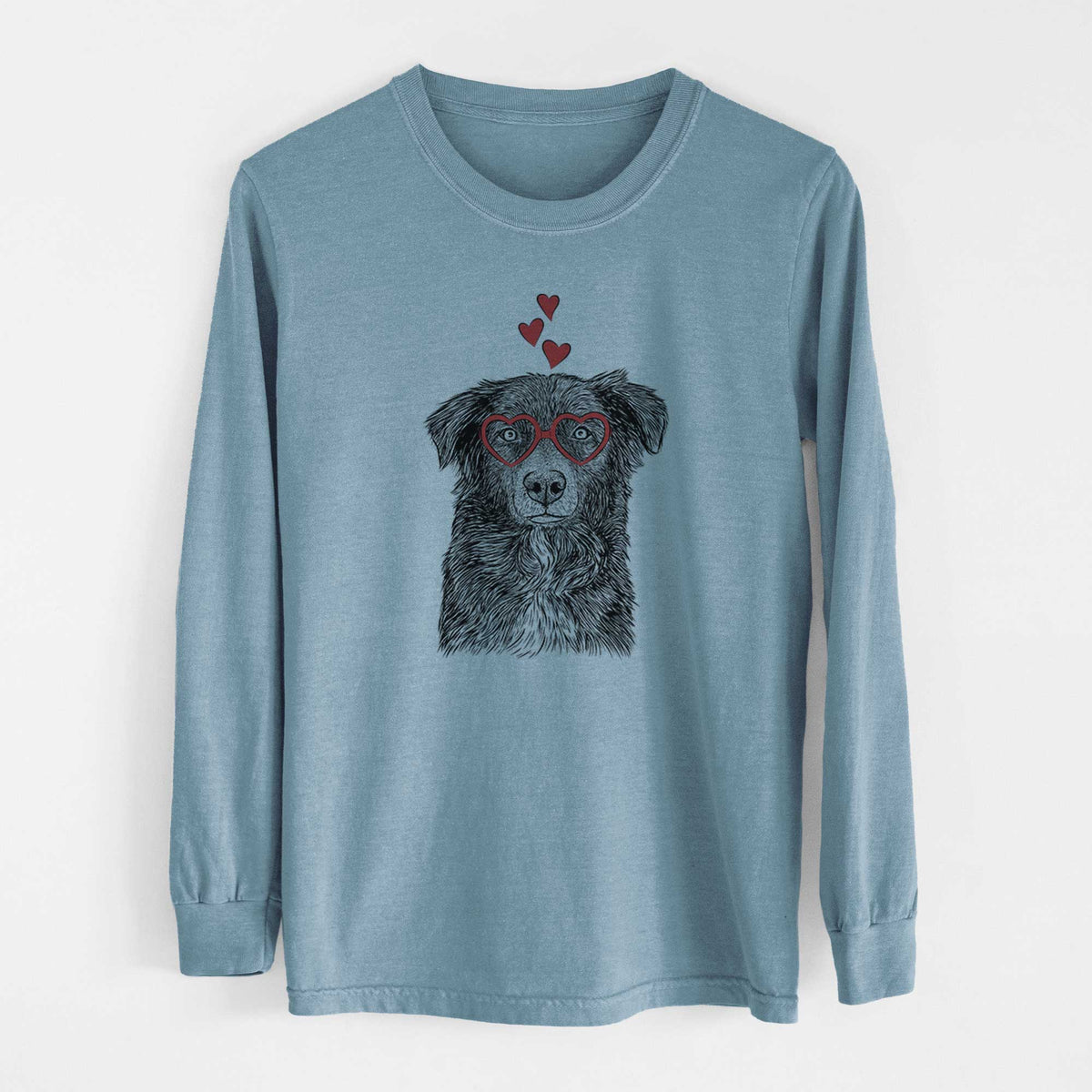 Valentine Pixel the Australian Shepherd - Heavyweight 100% Cotton Long Sleeve