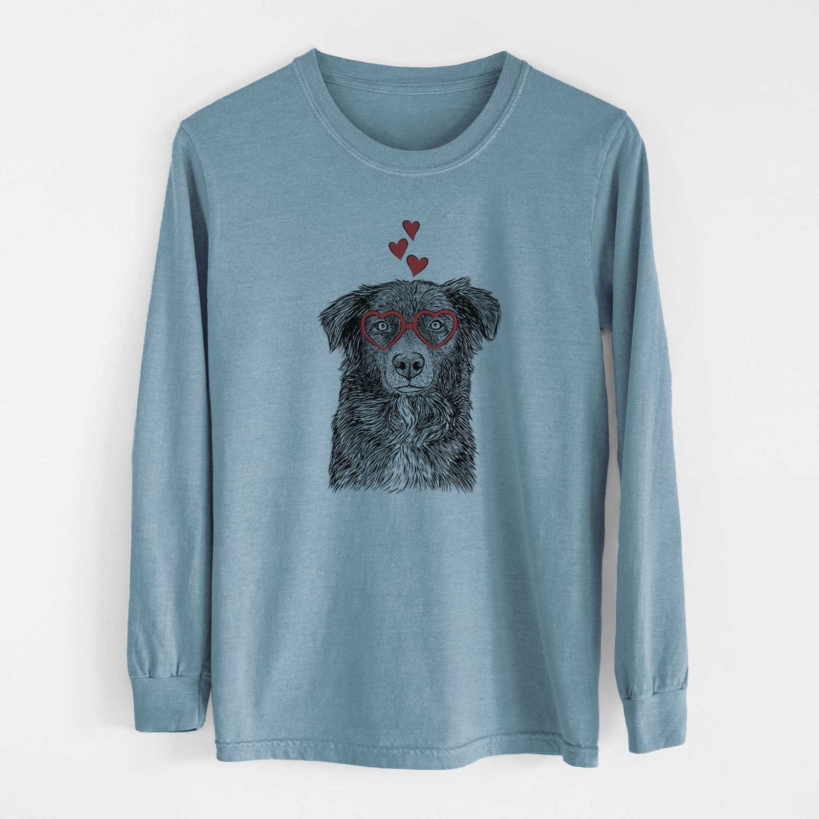 Valentine Pixel the Australian Shepherd - Heavyweight 100% Cotton Long Sleeve