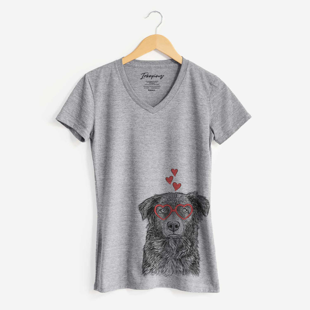 Valentine Pixel the Australian Shepherd - Women's V-neck Shirt