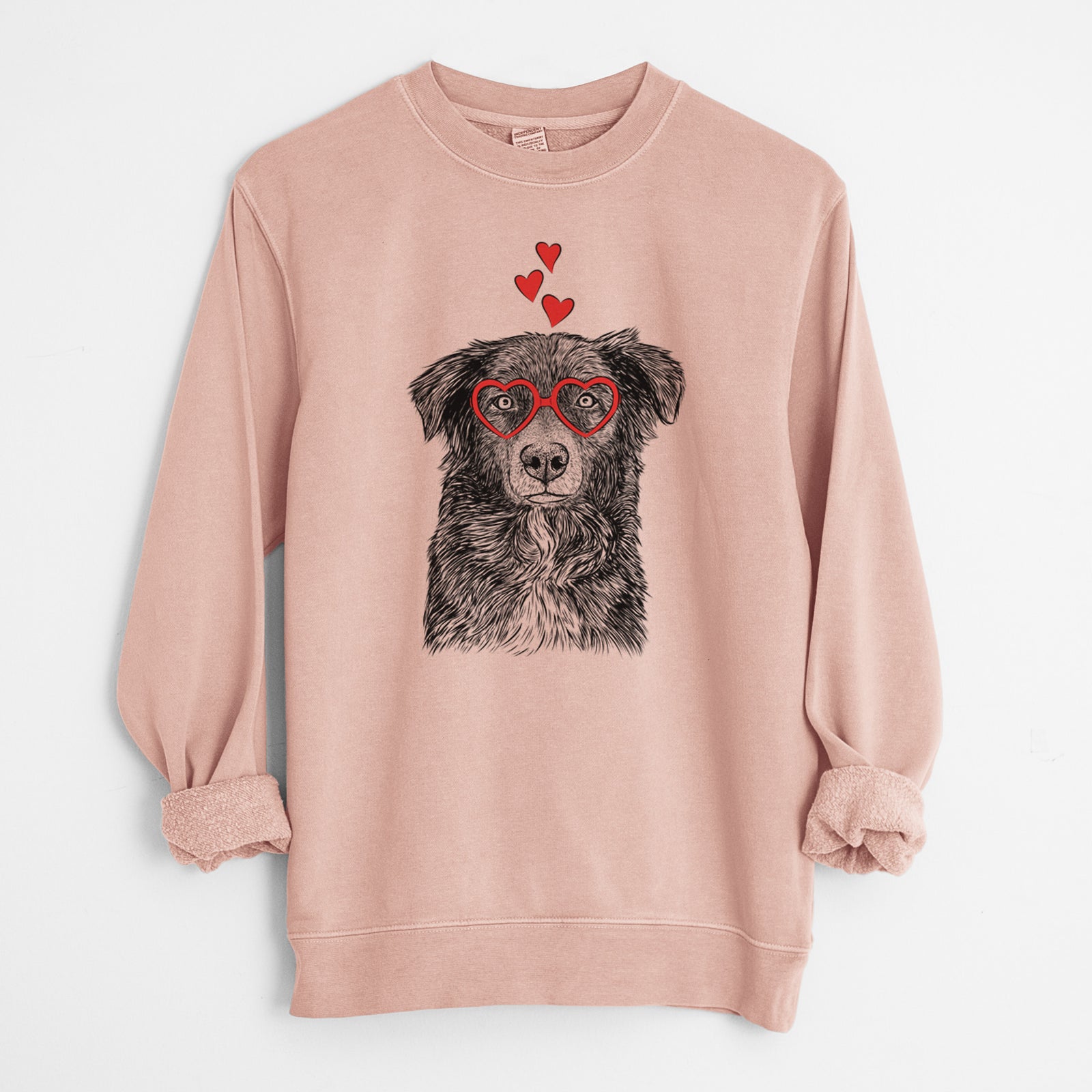 Valentine Pixel the Australian Shepherd - Unisex Pigment Dyed Crew Sweatshirt