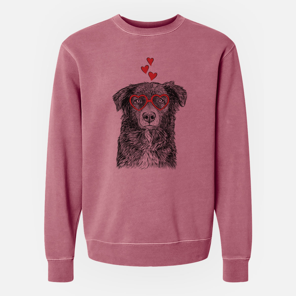 Valentine Pixel the Australian Shepherd - Unisex Pigment Dyed Crew Sweatshirt