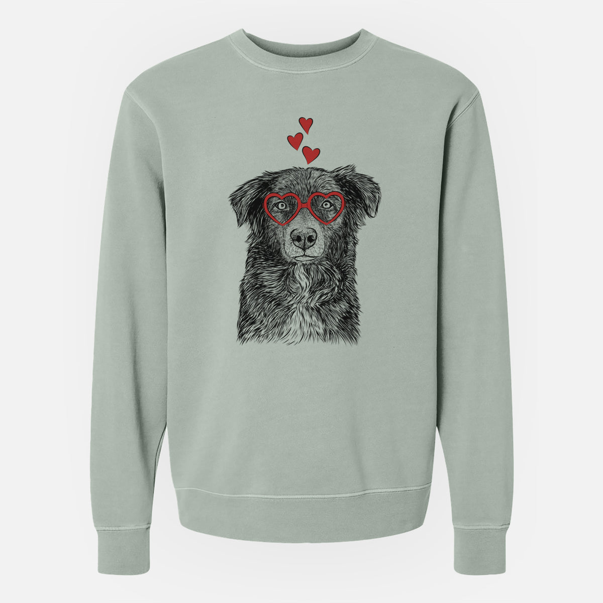 Valentine Pixel the Australian Shepherd - Unisex Pigment Dyed Crew Sweatshirt
