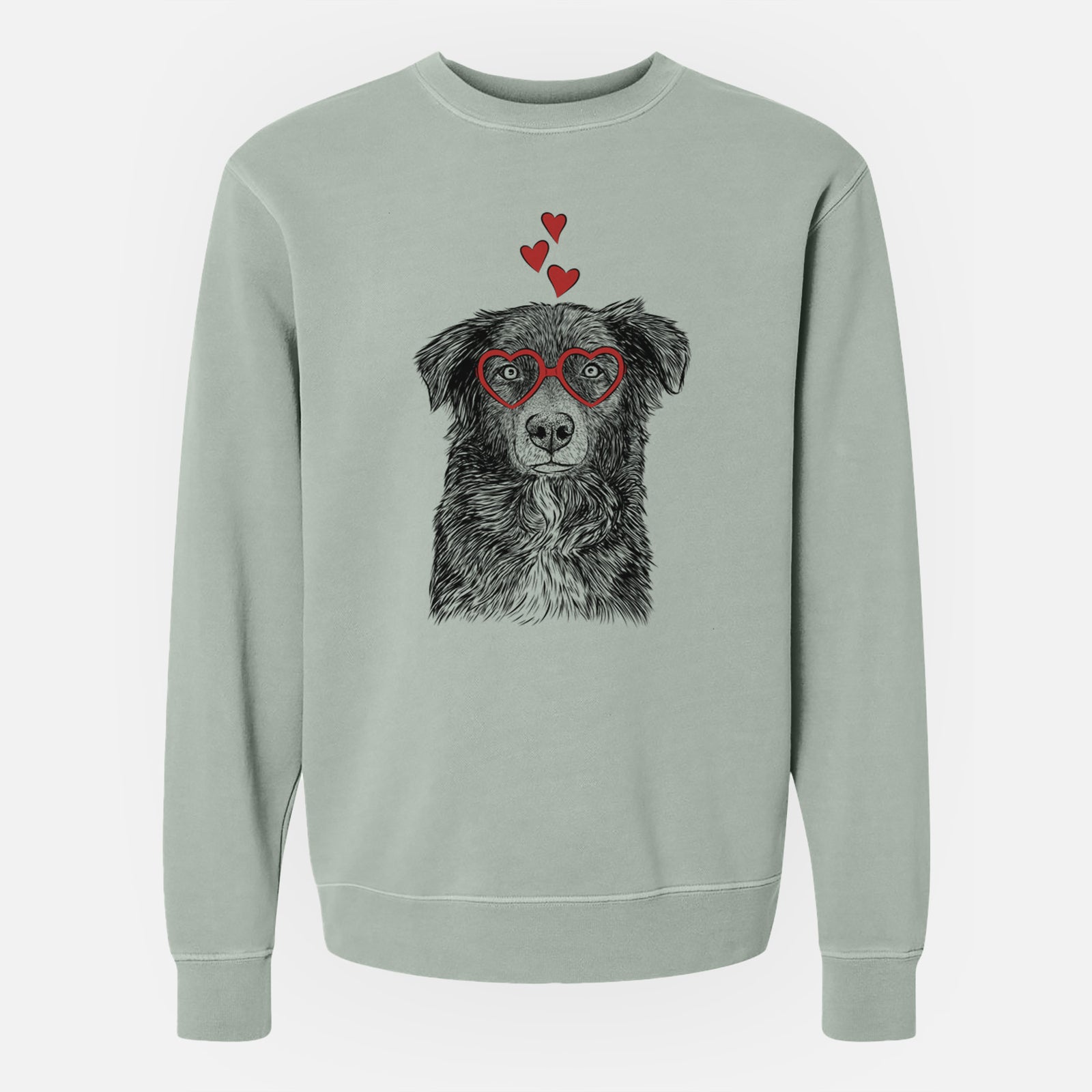 Valentine Pixel the Australian Shepherd - Unisex Pigment Dyed Crew Sweatshirt
