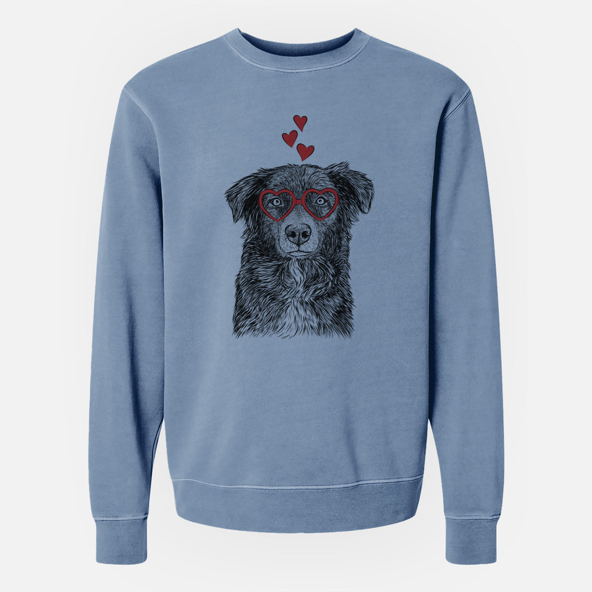 Valentine Pixel the Australian Shepherd - Unisex Pigment Dyed Crew Sweatshirt