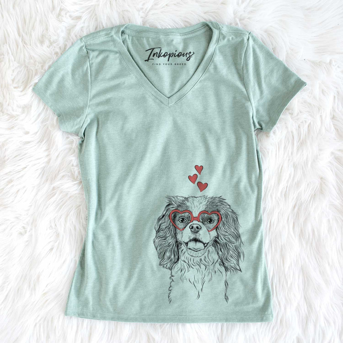 Valentine Poppy the Cavalier King Charles Spaniel - Women&#39;s V-neck Shirt