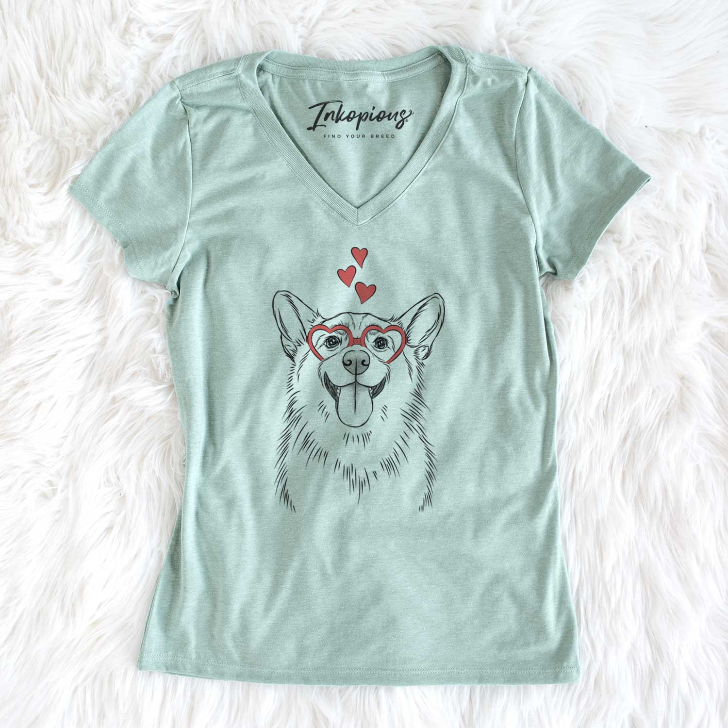 Valentine Porter the Pembroke Welsh Corgi - Women's V-neck Shirt