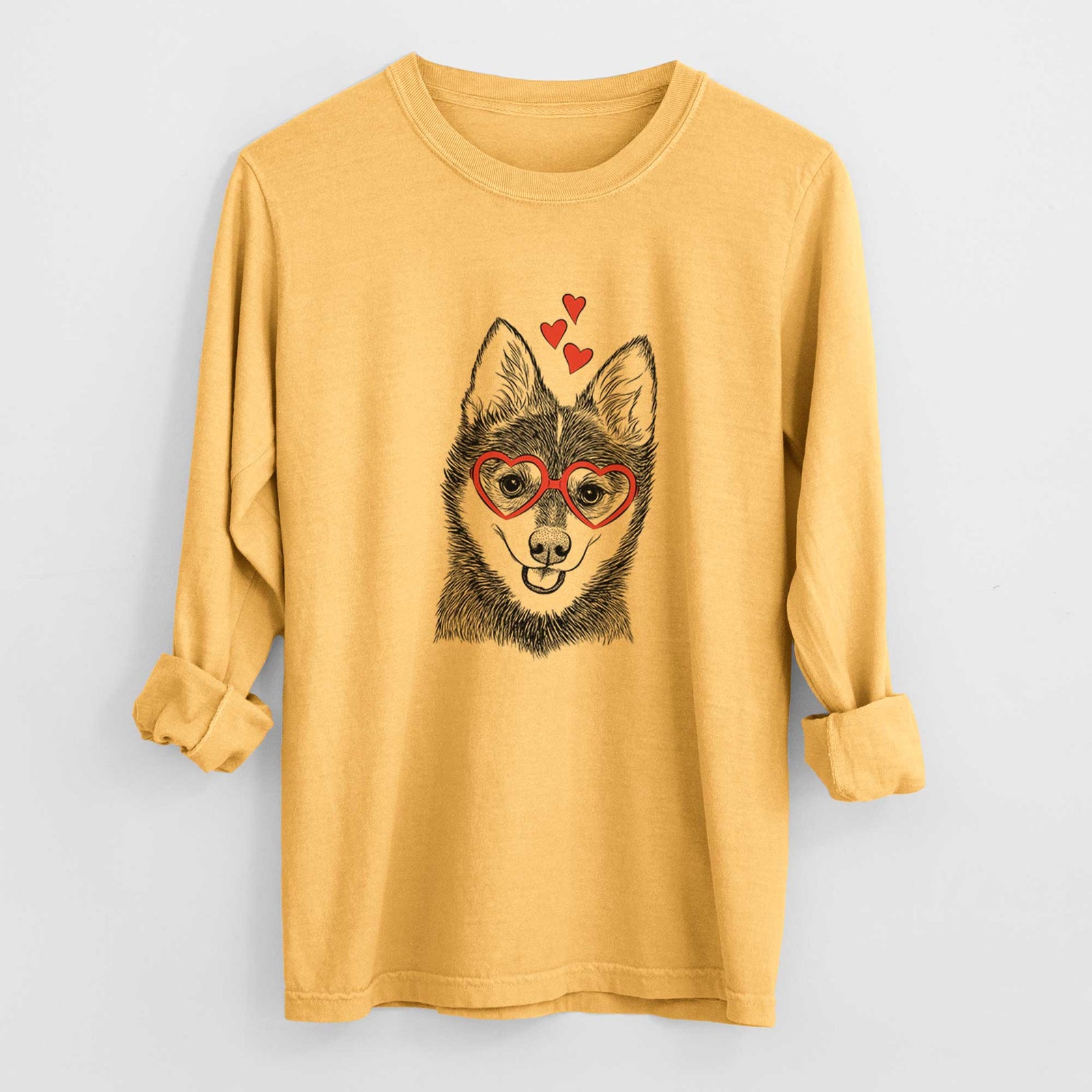 Valentine Posey the Alaskan Klee Kai - Heavyweight 100% Cotton Long Sleeve