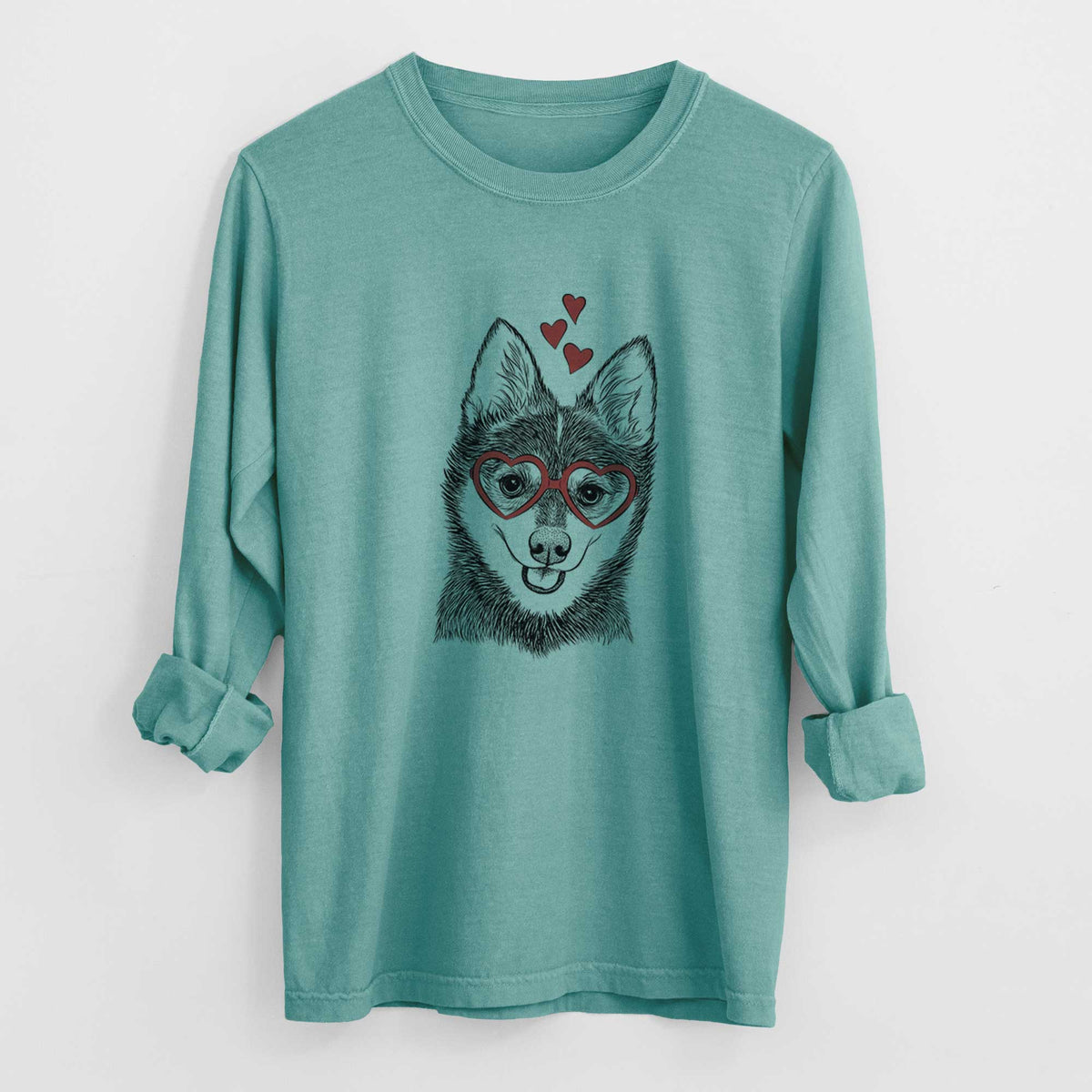 Valentine Posey the Alaskan Klee Kai - Heavyweight 100% Cotton Long Sleeve