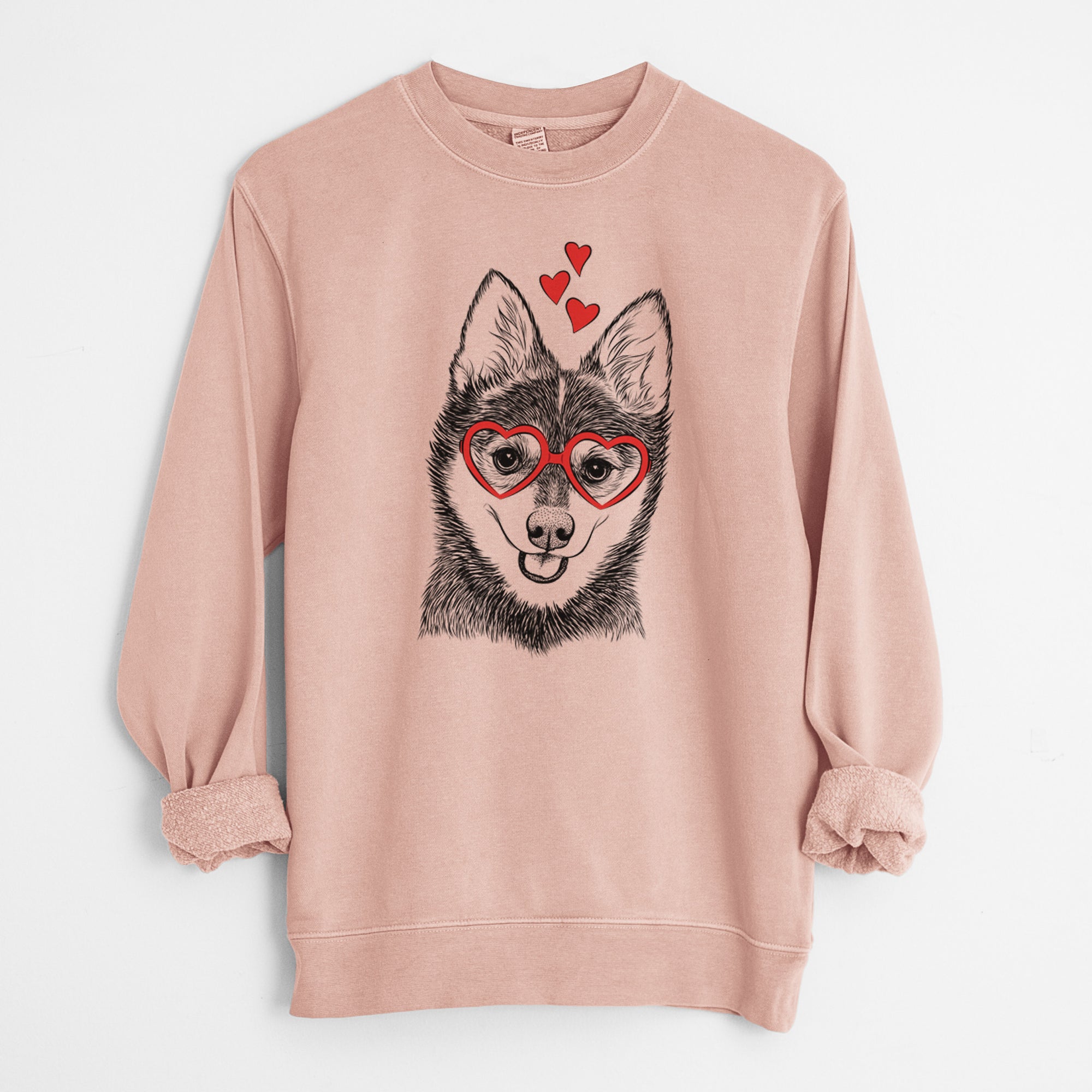 Valentine Posey the Alaskan Klee Kai - Unisex Pigment Dyed Crew Sweatshirt