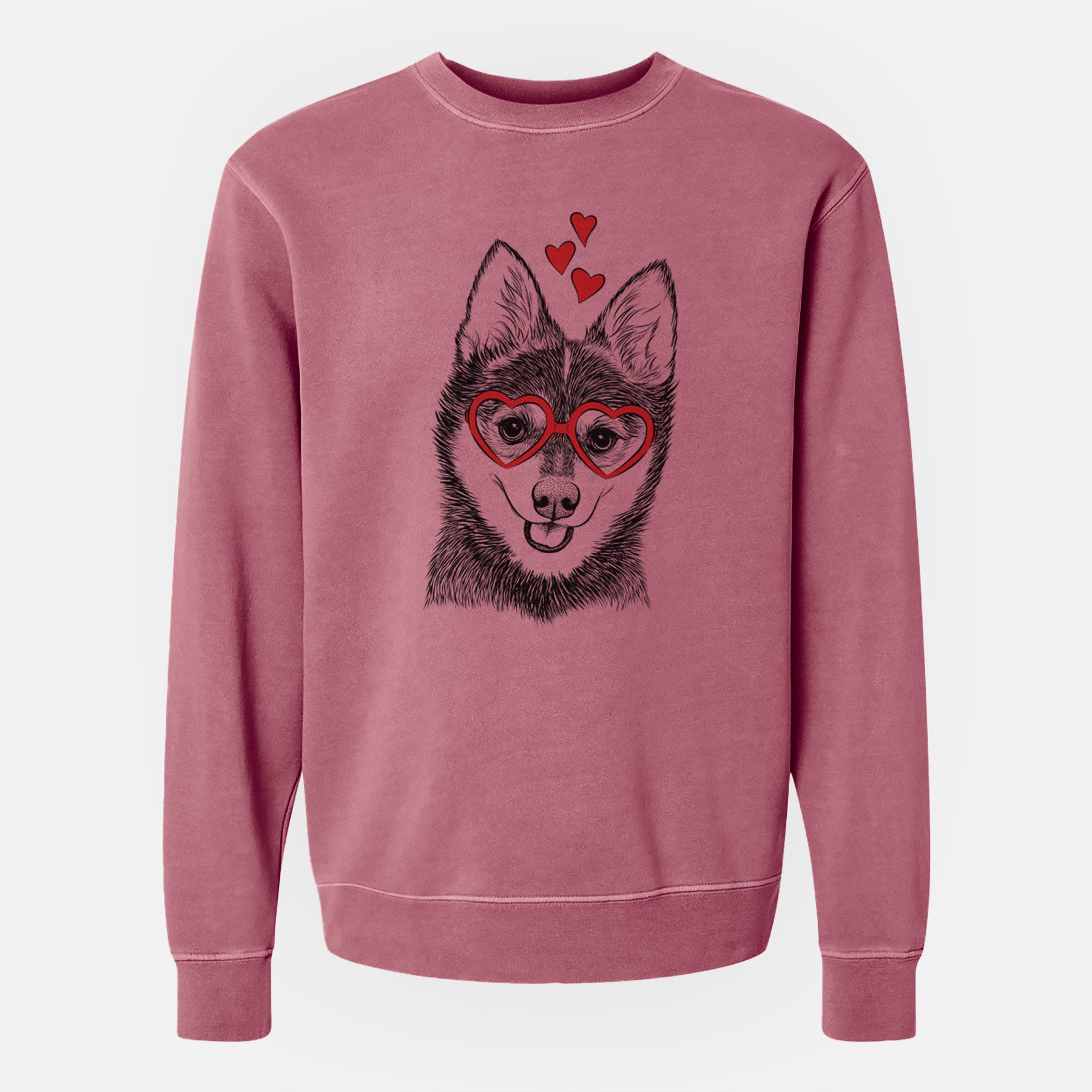 Valentine Posey the Alaskan Klee Kai - Unisex Pigment Dyed Crew Sweatshirt