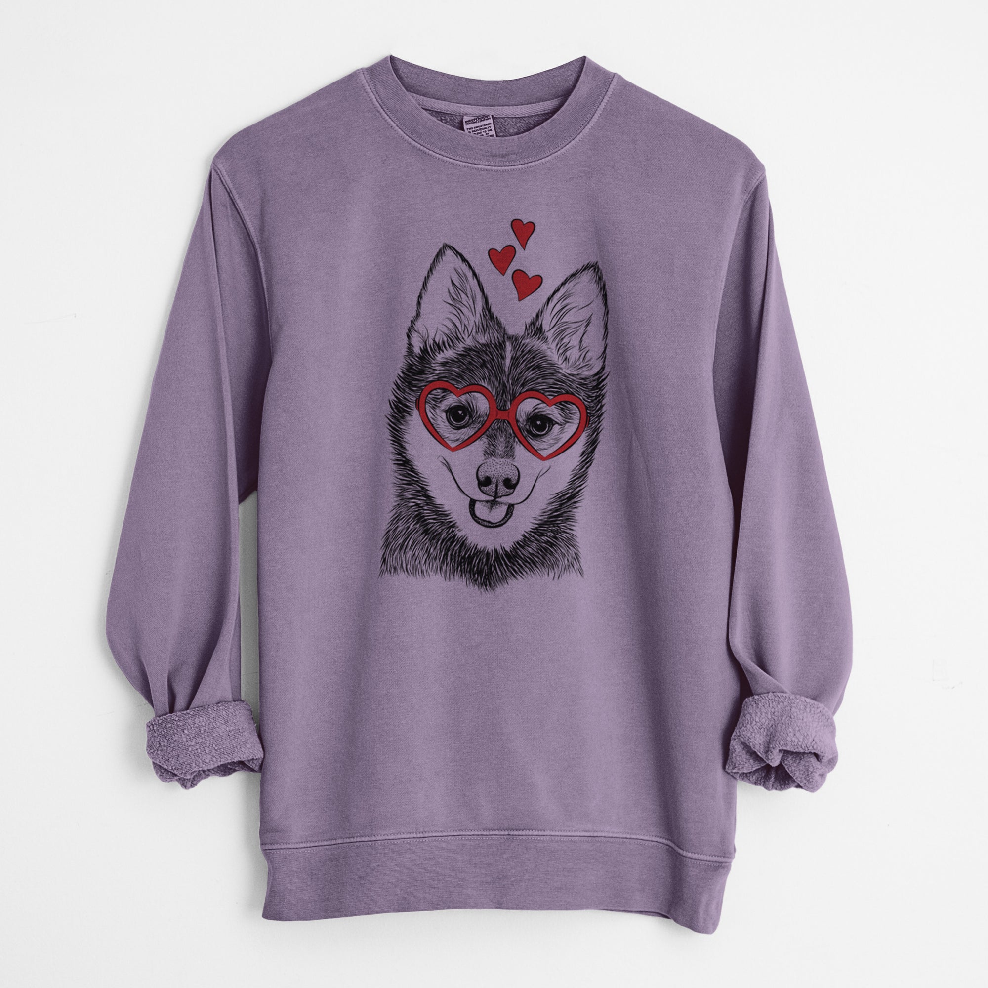 Valentine Posey the Alaskan Klee Kai - Unisex Pigment Dyed Crew Sweatshirt