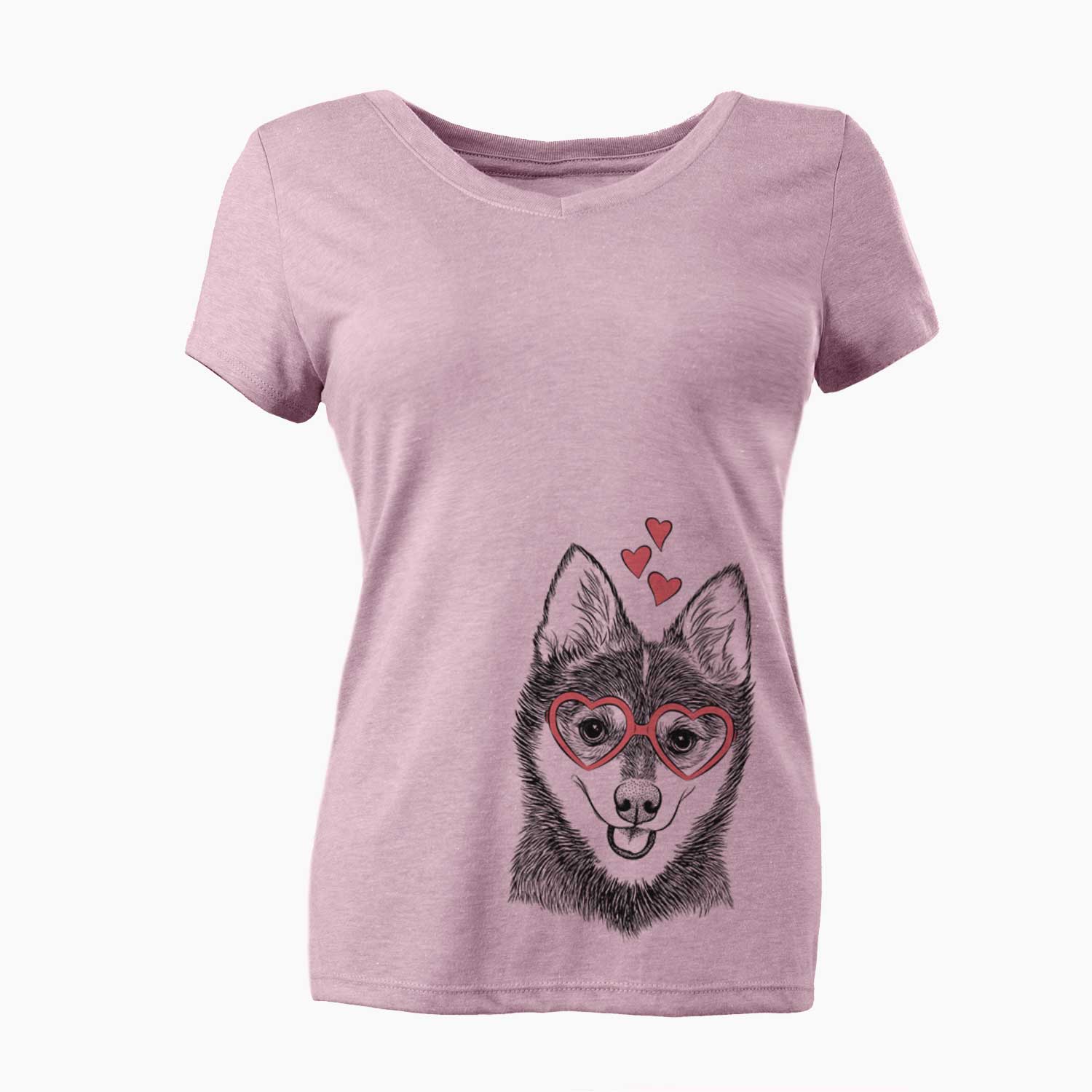 Valentine Posey the Alaskan Klee Kai - Women's V-neck Shirt