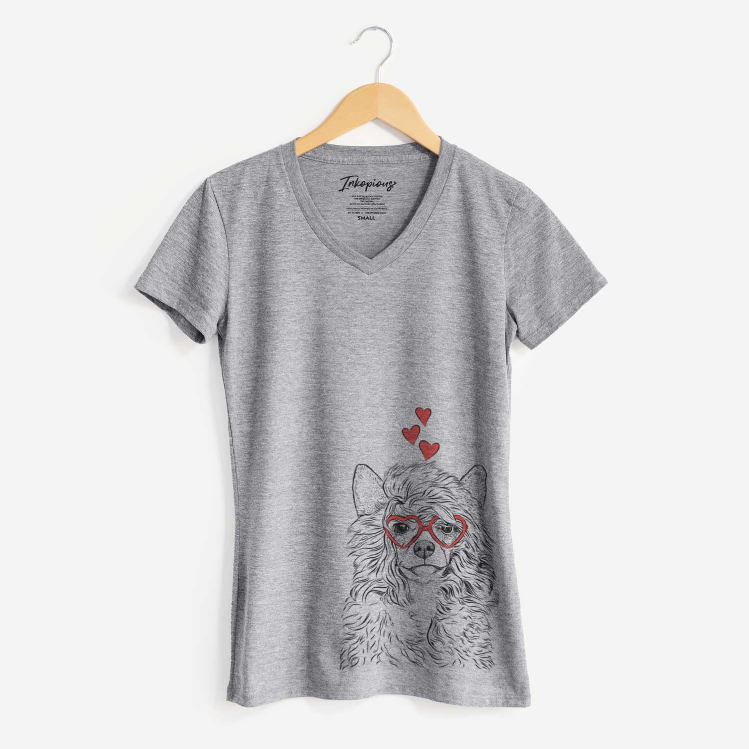 Valentine Preston the Powderpuff Chinese Crested - Women's V-neck Shirt