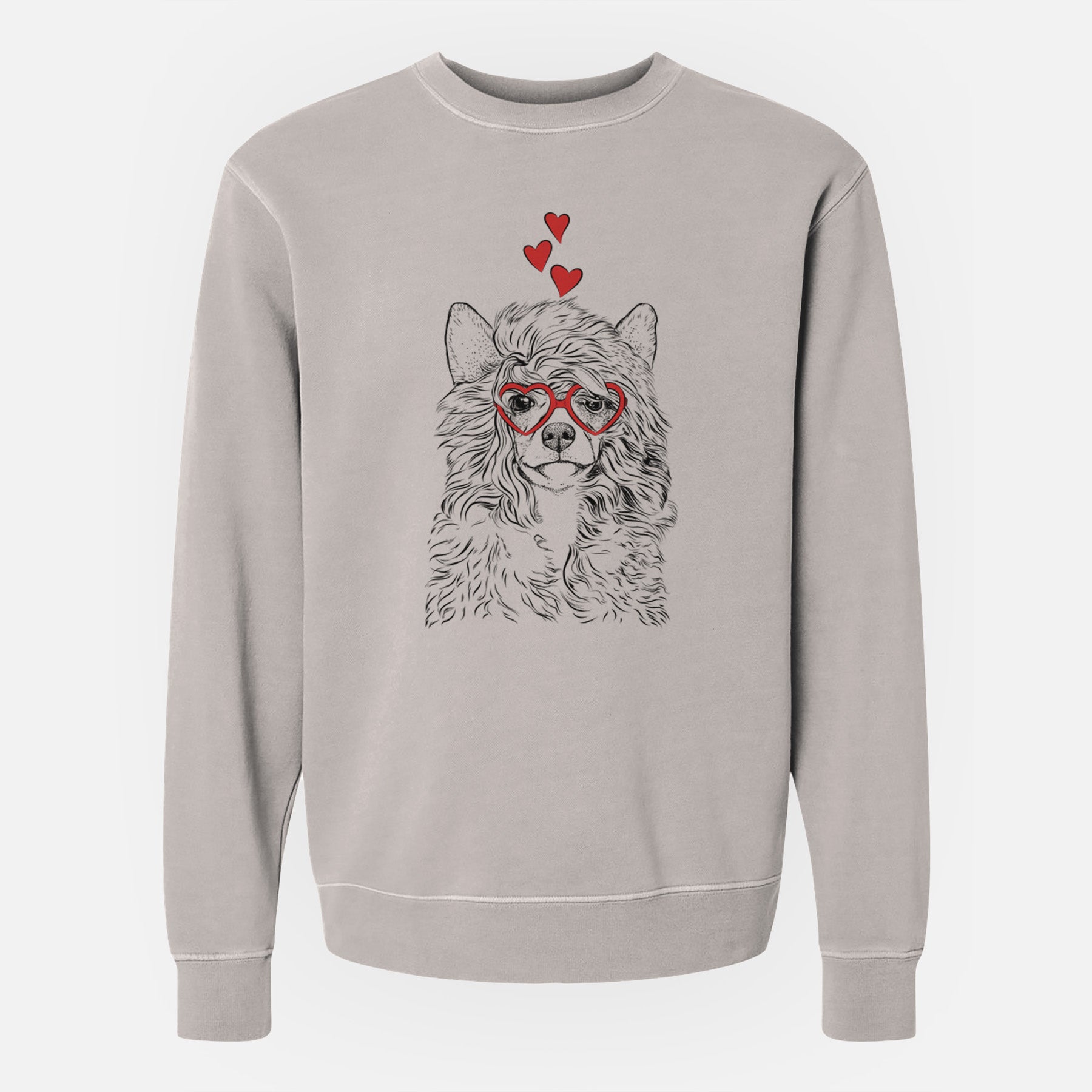 Valentine Preston the Powderpuff Chinese Crested - Unisex Pigment Dyed Crew Sweatshirt