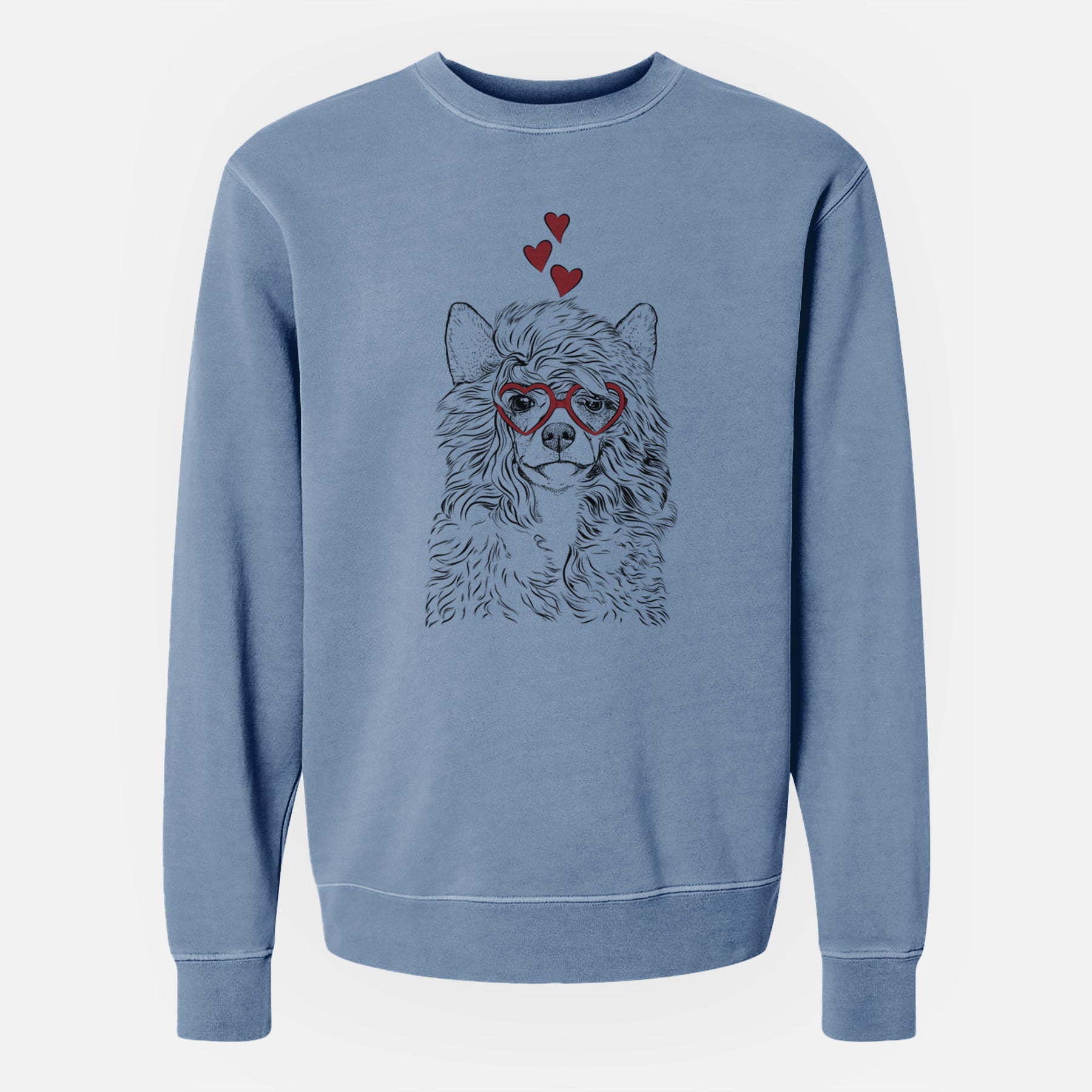 Valentine Preston the Powderpuff Chinese Crested - Unisex Pigment Dyed Crew Sweatshirt