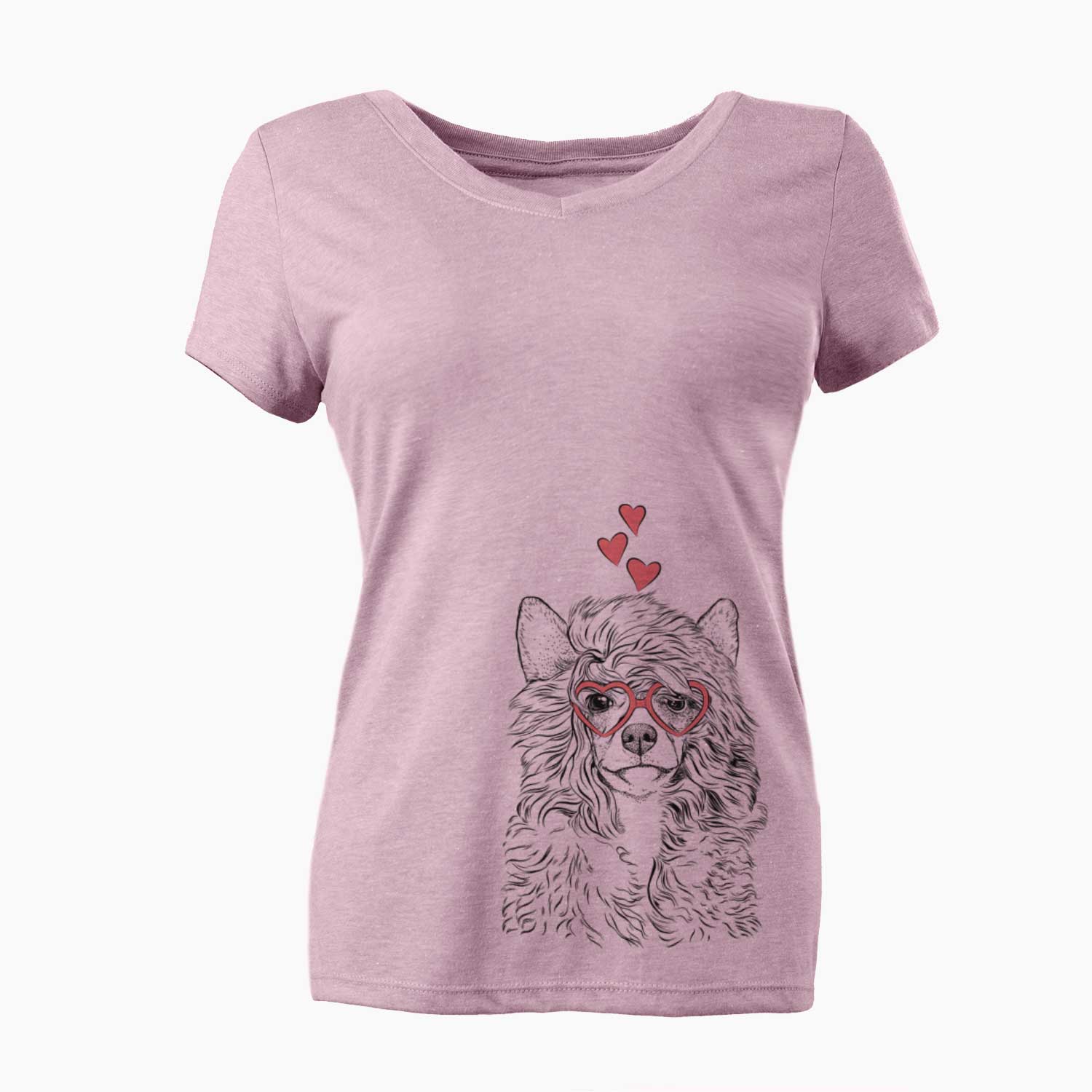 Valentine Preston the Powderpuff Chinese Crested - Women's V-neck Shirt