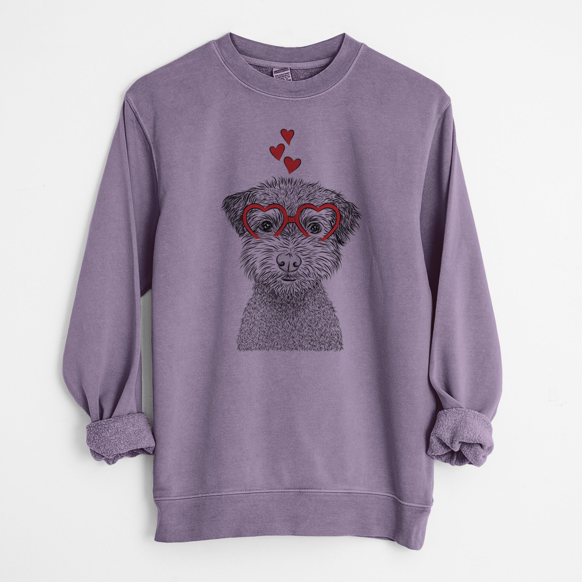 Valentine Pretzel the Schnoodle - Unisex Pigment Dyed Crew Sweatshirt