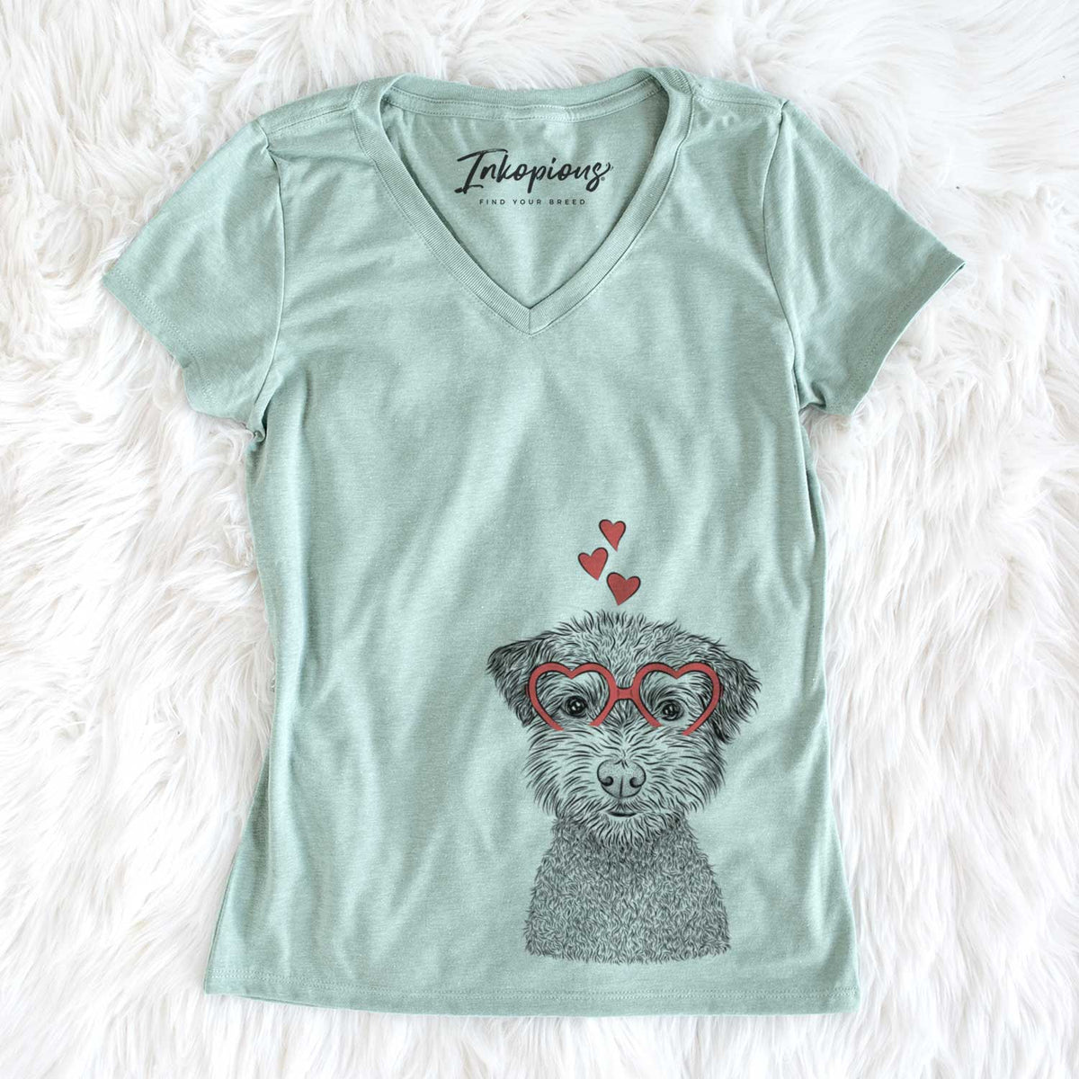 Valentine Pretzel the Schnoodle - Women&#39;s V-neck Shirt