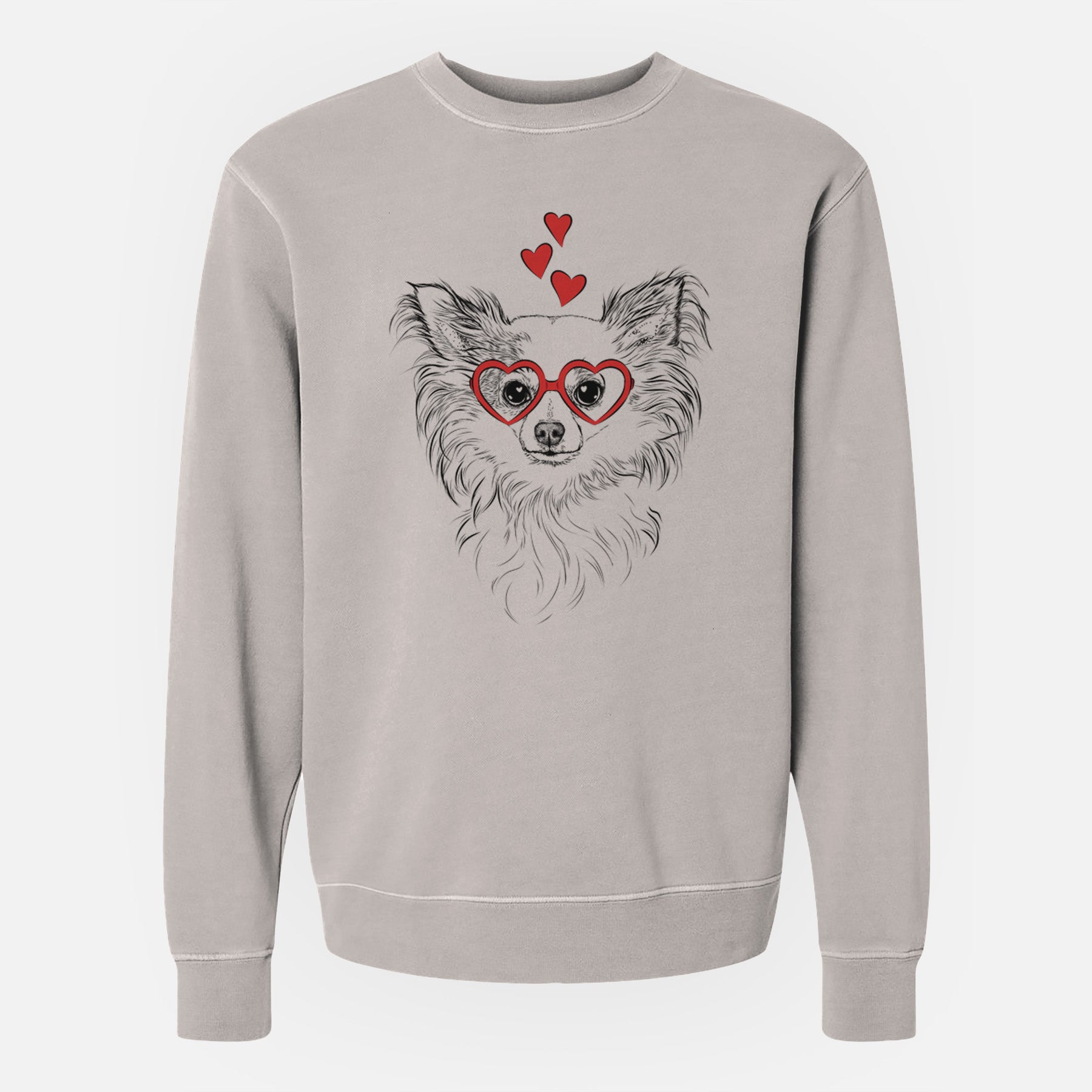 Valentine Princess Ava the Long Haired Chihuahua - Unisex Pigment Dyed Crew Sweatshirt