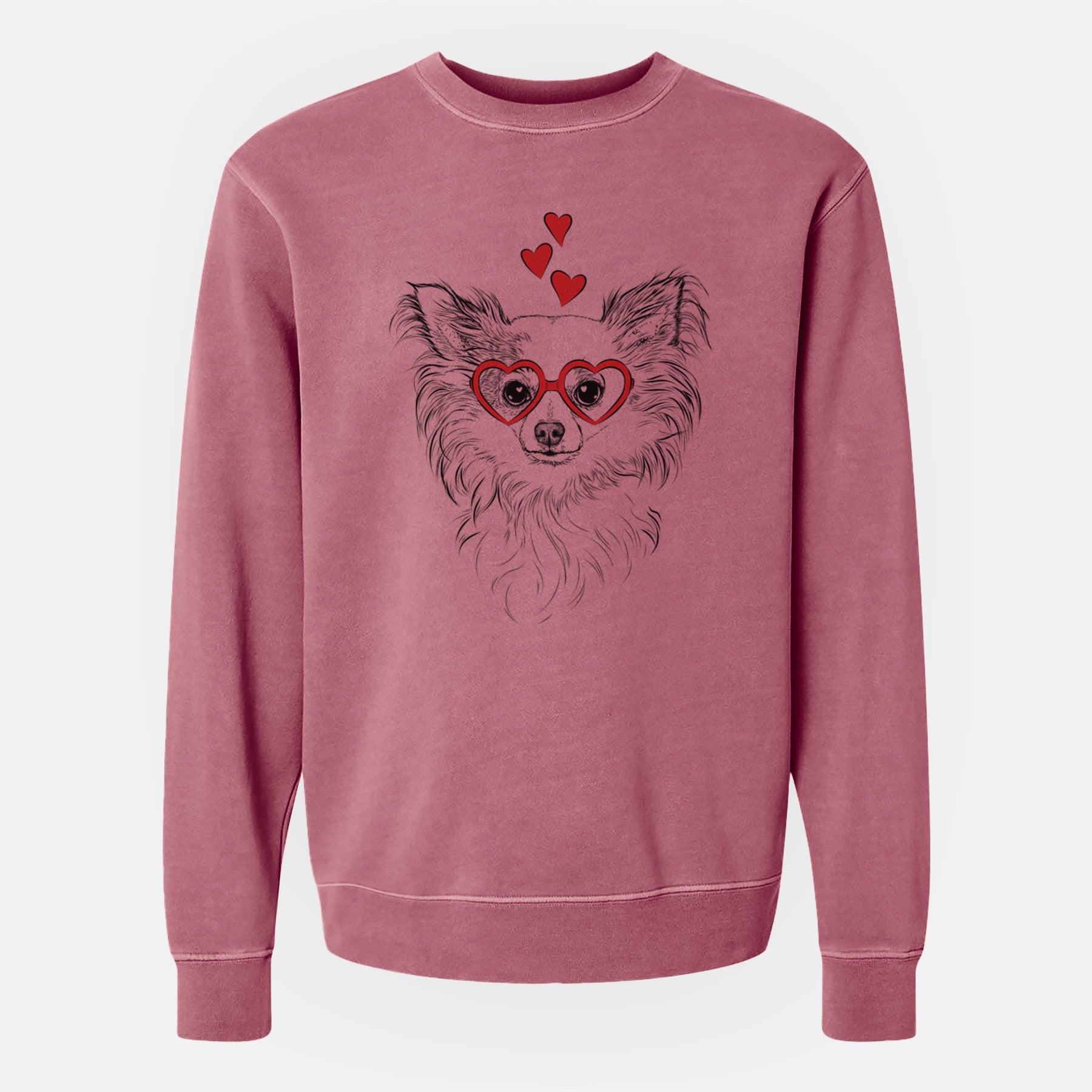 Valentine Princess Ava the Long Haired Chihuahua - Unisex Pigment Dyed Crew Sweatshirt