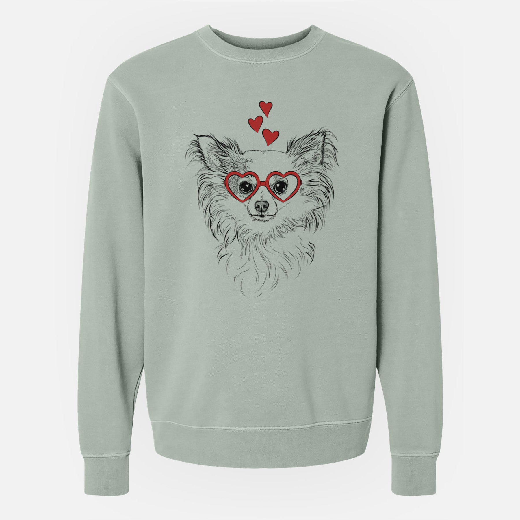 Valentine Princess Ava the Long Haired Chihuahua - Unisex Pigment Dyed Crew Sweatshirt