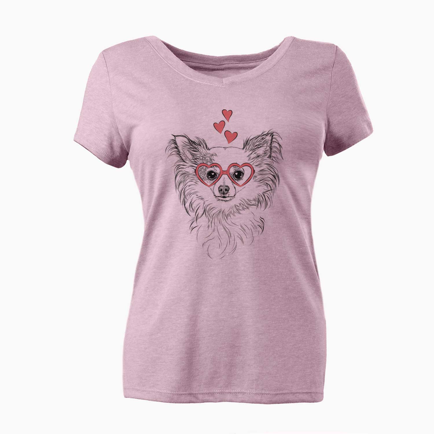 Valentine Princess Ava the Long Haired Chihuahua - Women's V-neck Shirt