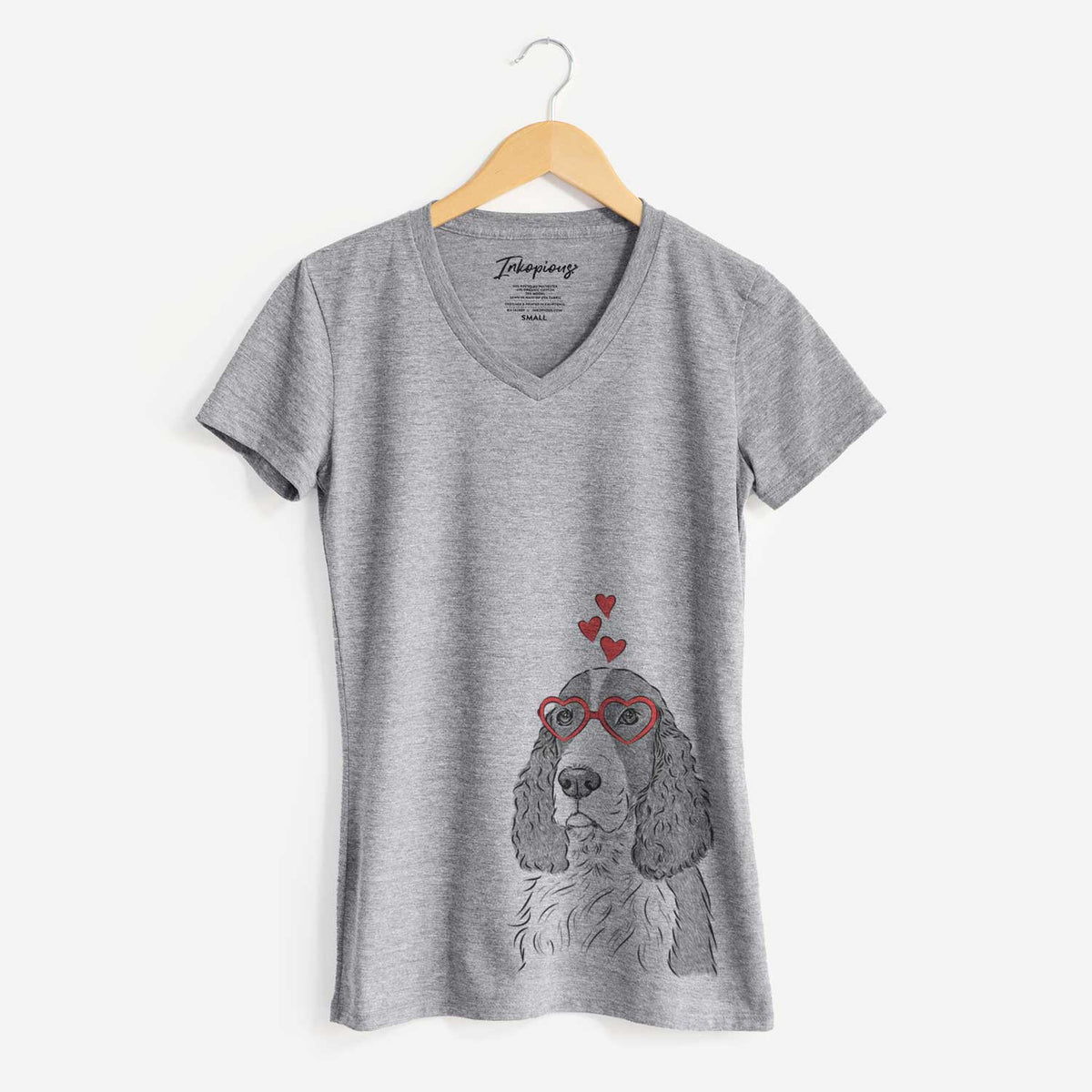 Valentine Quincy the English Springer Spaniel - Women's V-neck Shirt