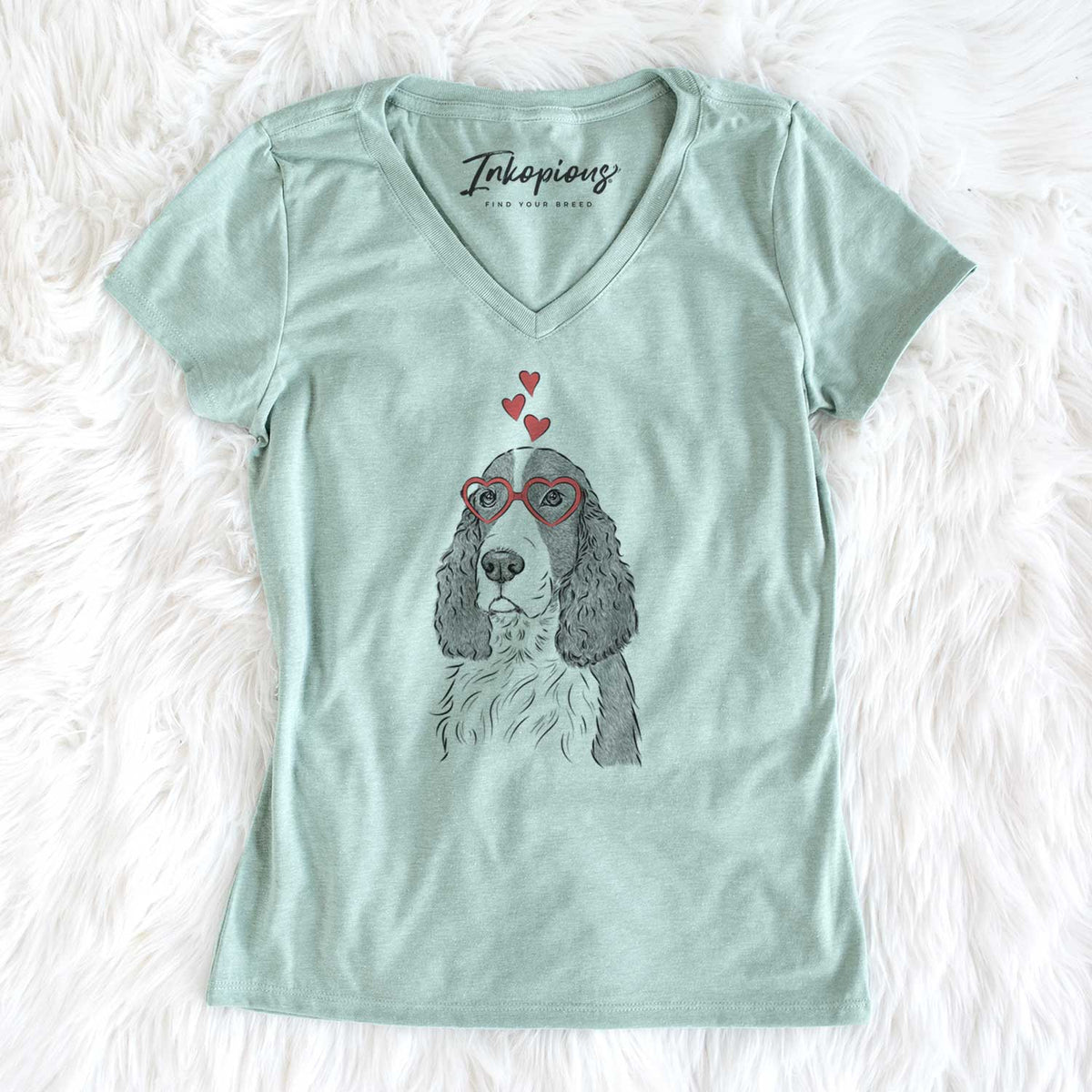 Valentine Quincy the English Springer Spaniel - Women's V-neck Shirt