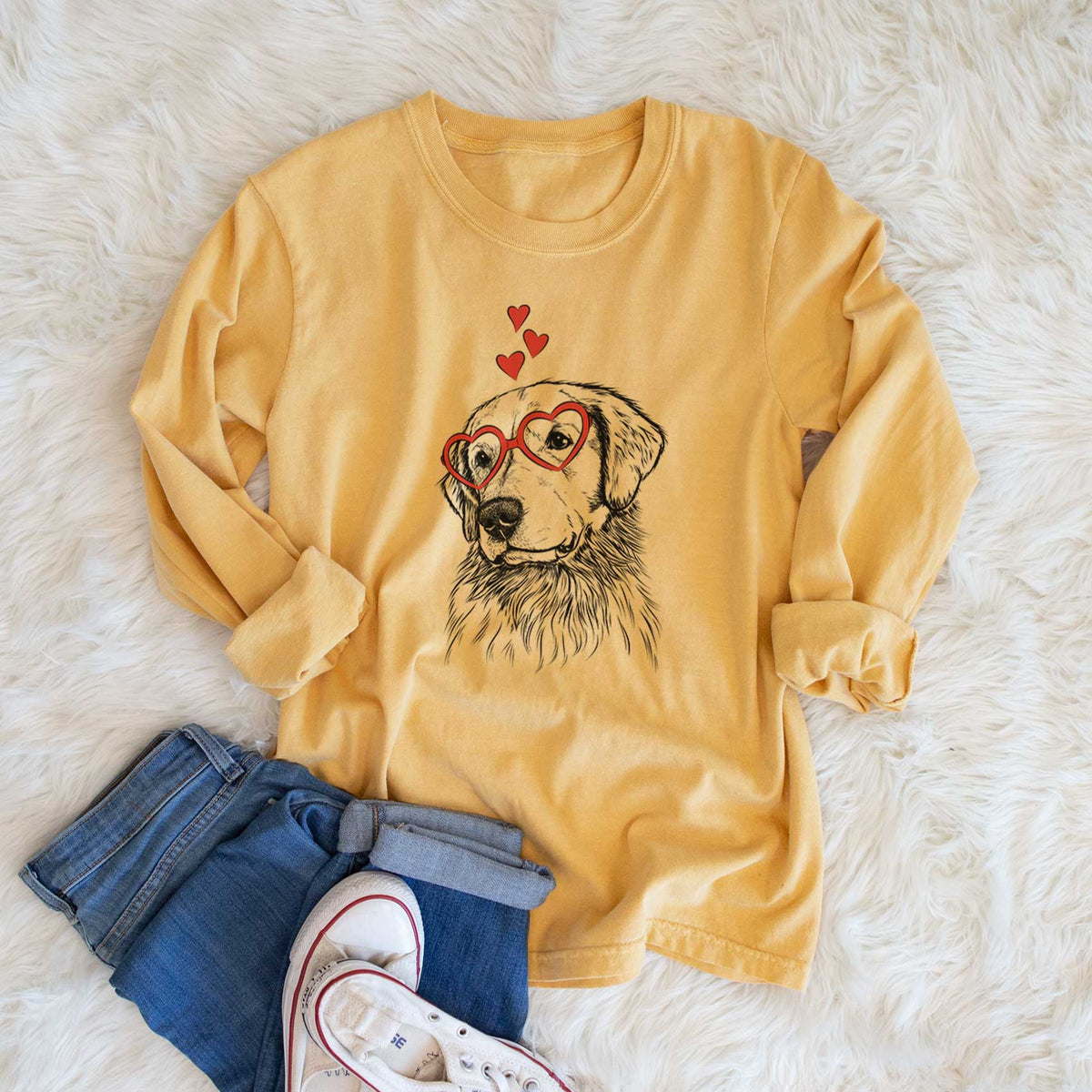 Valentine Quinn the Golden Retriever - Heavyweight 100% Cotton Long Sleeve