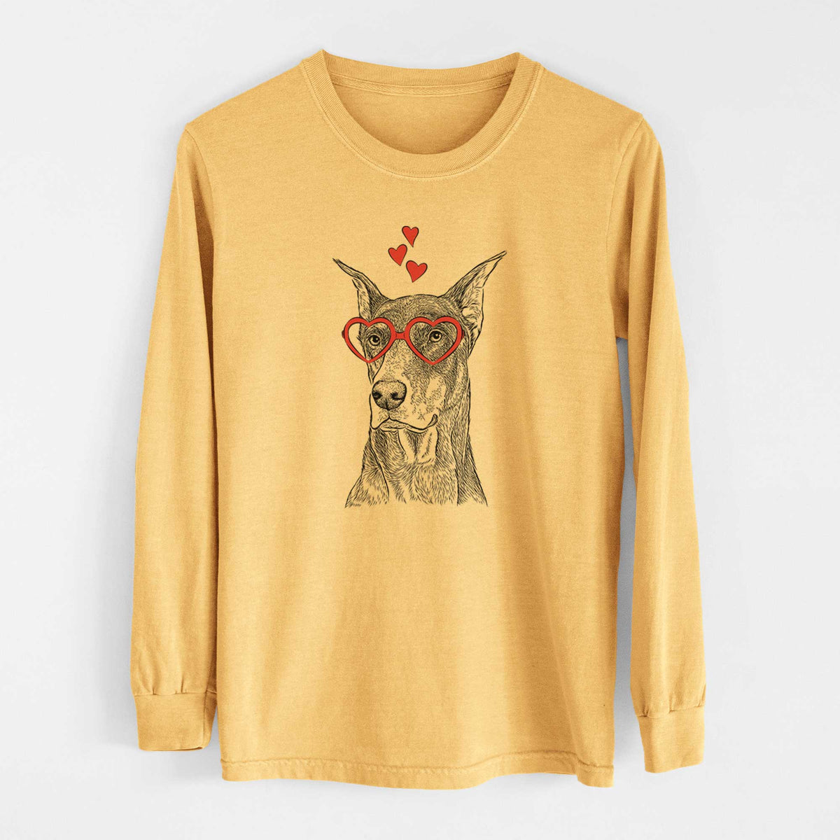 Valentine RJ the Doberman Pinscher - Heavyweight 100% Cotton Long Sleeve