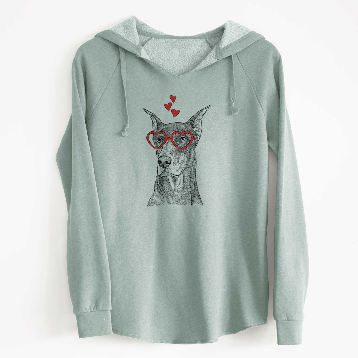 Valentine RJ the Doberman Pinscher - Cali Wave Hooded Sweatshirt
