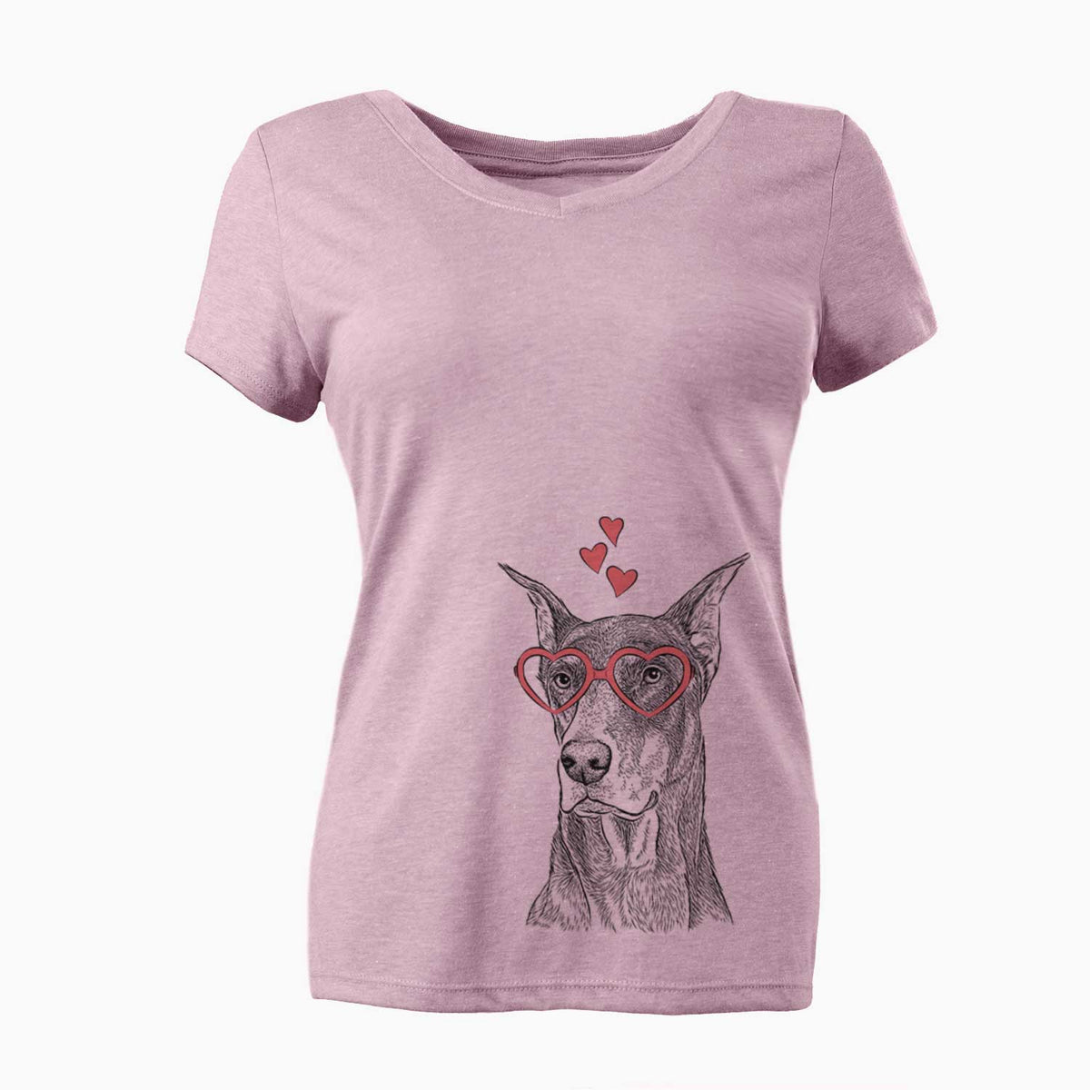 Valentine RJ the Doberman Pinscher - Women's V-neck Shirt