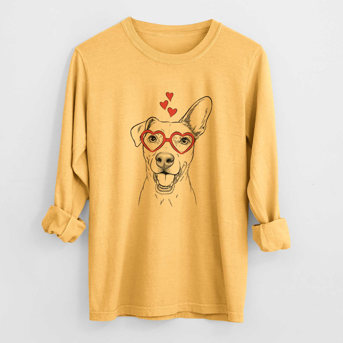 Valentine Radar the Pitbull Mix - Heavyweight 100% Cotton Long Sleeve