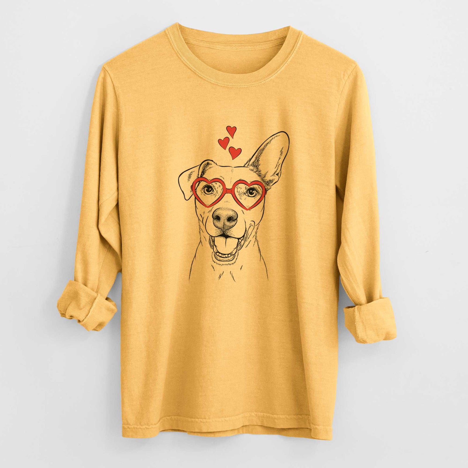 Valentine Radar the Pitbull Mix - Heavyweight 100% Cotton Long Sleeve