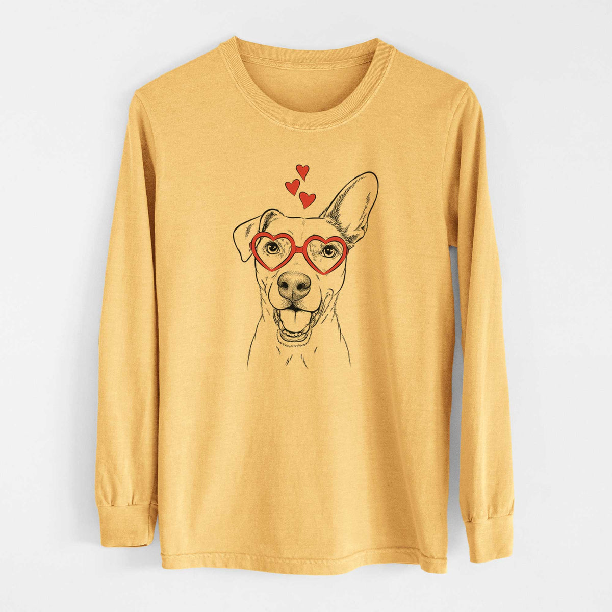 Valentine Radar the Pitbull Mix - Heavyweight 100% Cotton Long Sleeve