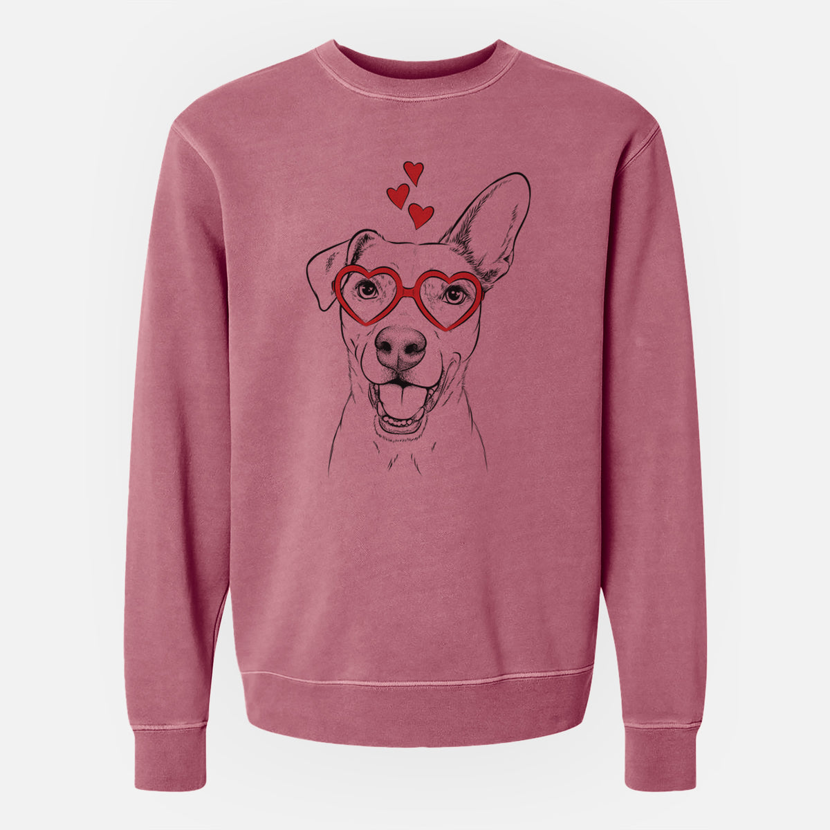 Valentine Radar the Pitbull Mix - Unisex Pigment Dyed Crew Sweatshirt