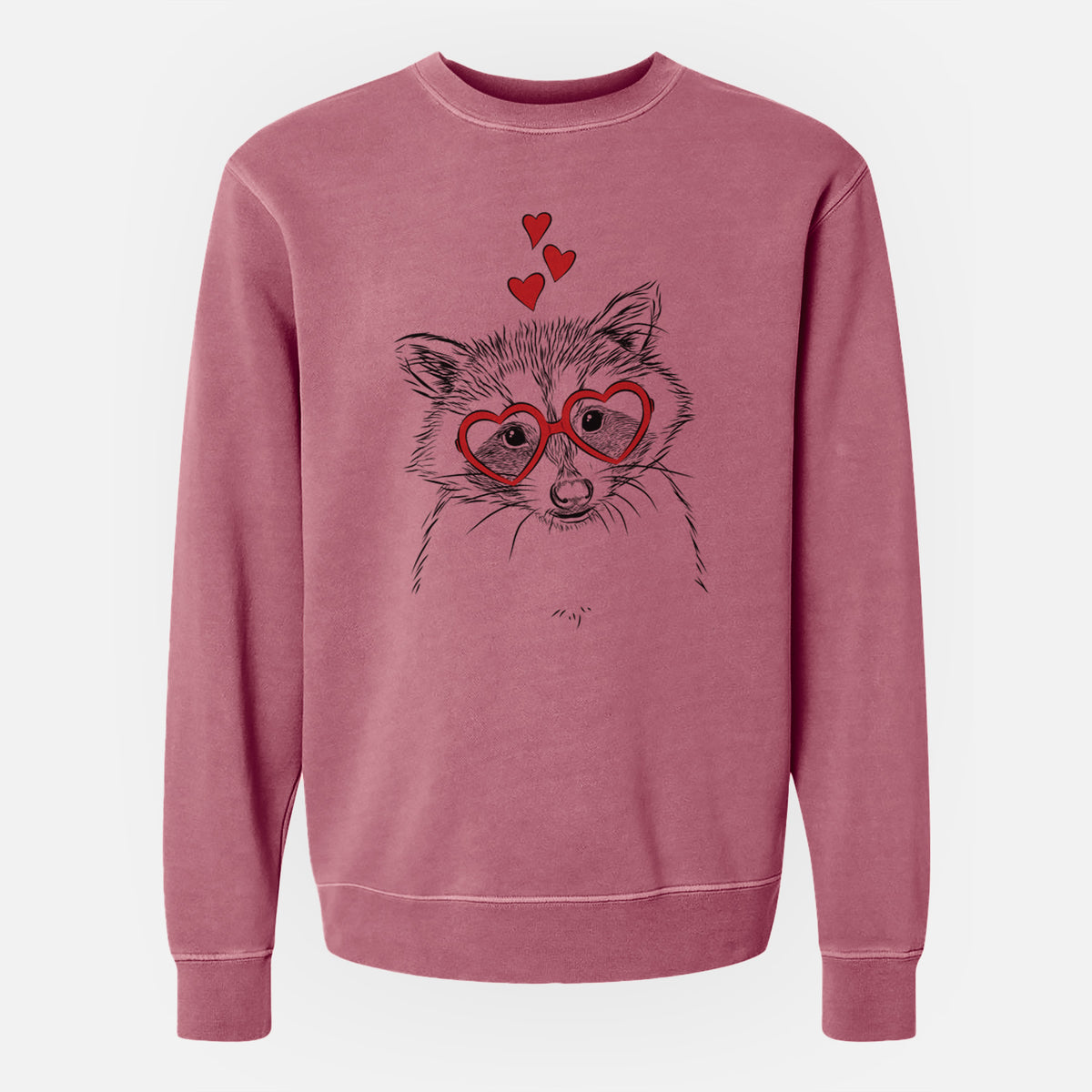 Valentine Randy the Raccoon - Unisex Pigment Dyed Crew Sweatshirt