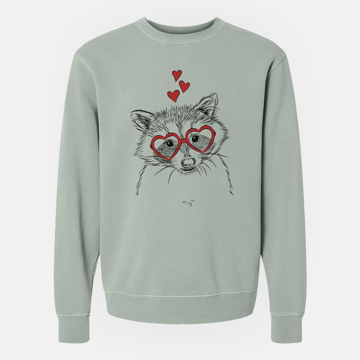 Valentine Randy the Raccoon - Unisex Pigment Dyed Crew Sweatshirt