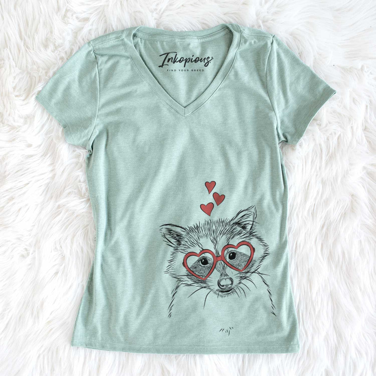Valentine Randy the Raccoon - Women&#39;s V-neck Shirt