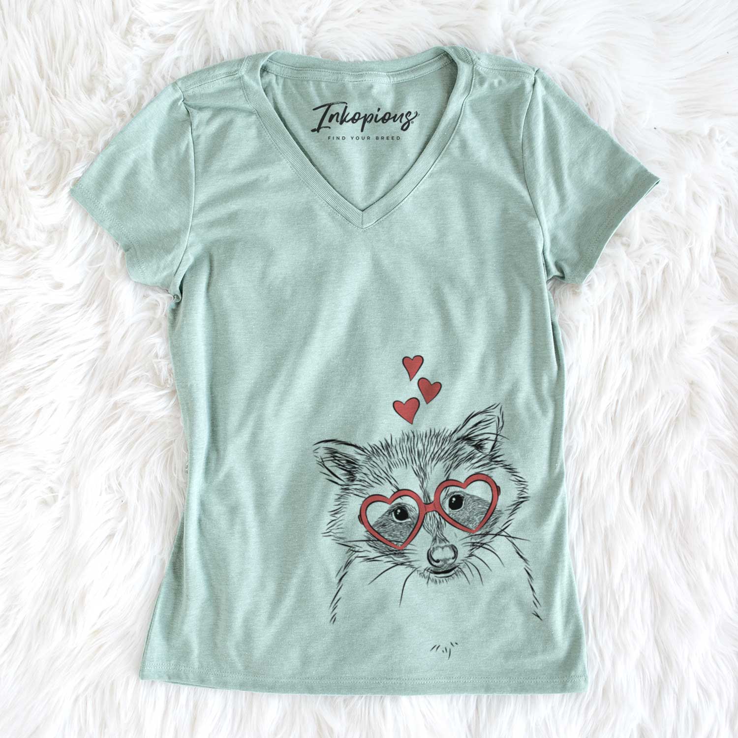 Valentine Randy the Raccoon - Women's V-neck Shirt