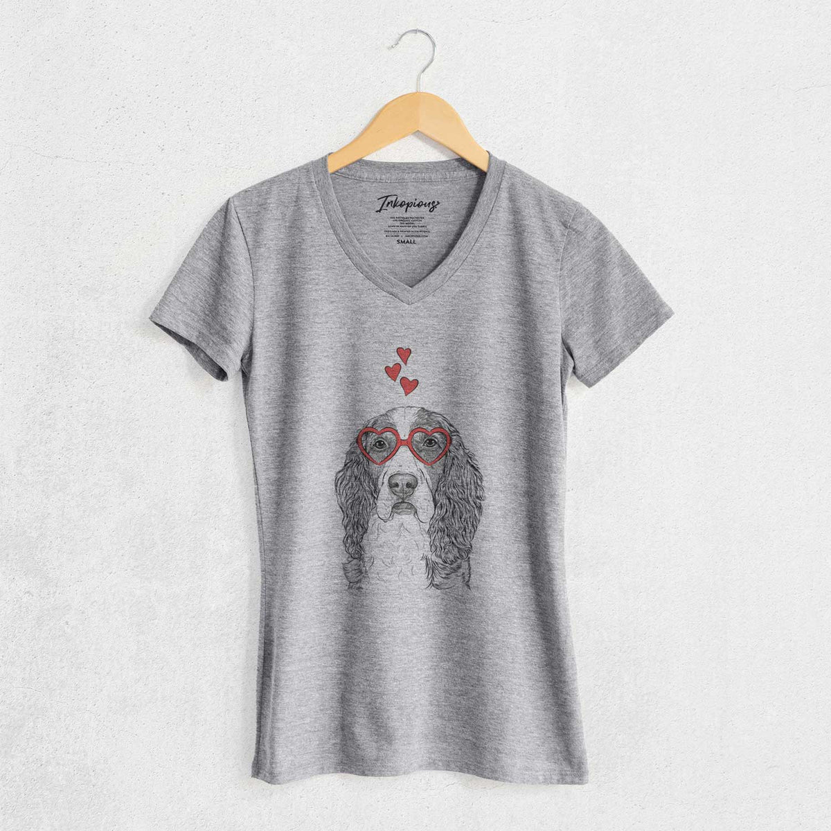 Valentine Red the English Springer Spaniel - Women's V-neck Shirt