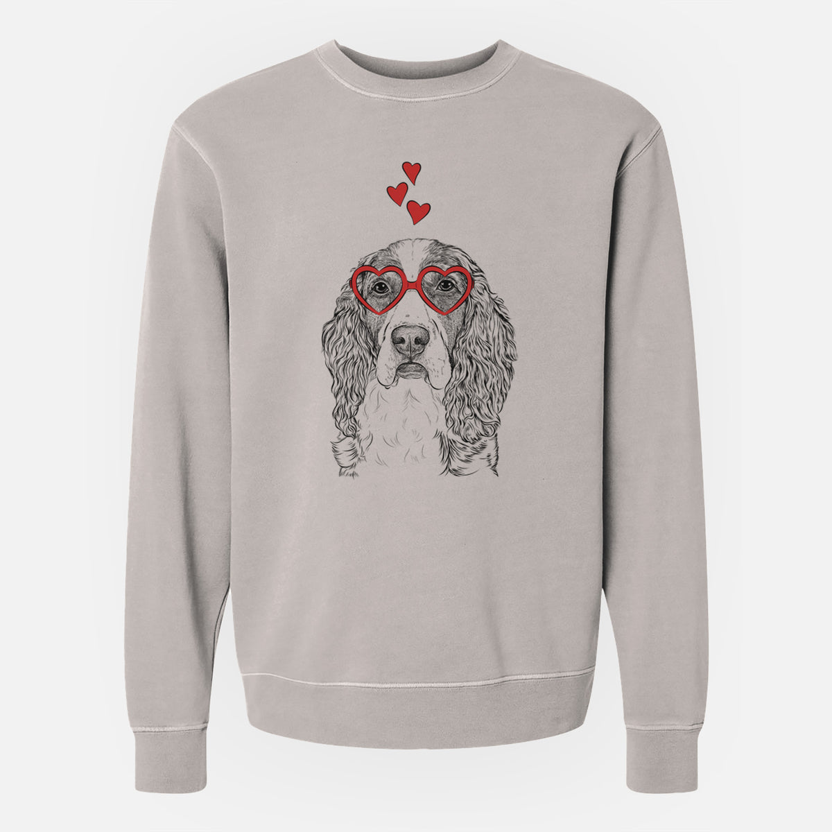 Valentine Red the English Springer Spaniel - Unisex Pigment Dyed Crew Sweatshirt