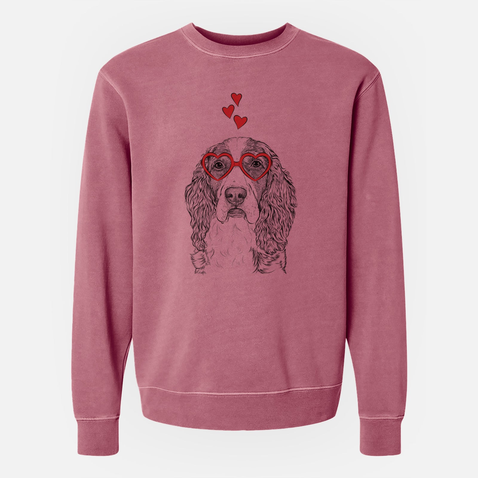 Valentine Red the English Springer Spaniel - Unisex Pigment Dyed Crew Sweatshirt