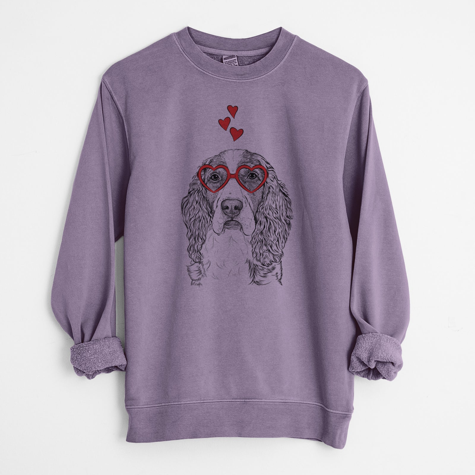 Valentine Red the English Springer Spaniel - Unisex Pigment Dyed Crew Sweatshirt